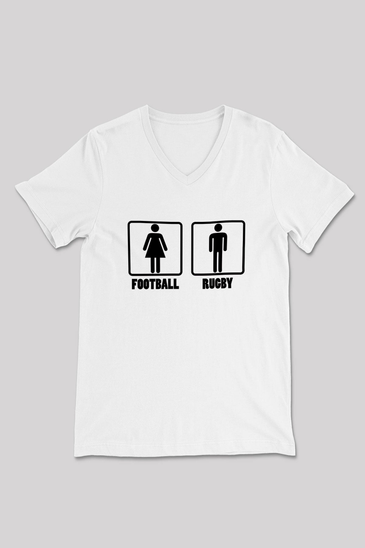 Rugby Baskılı Unisex V Yaka Tişört - Tshirt
