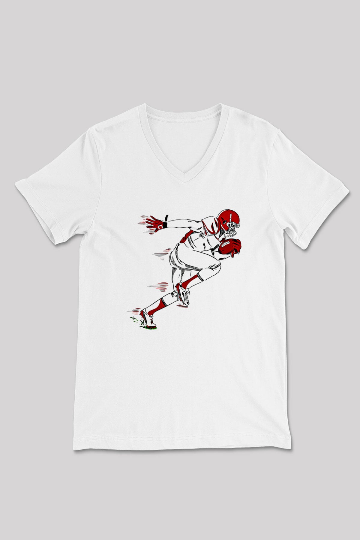 Rugby Baskılı Unisex V Yaka Tişört - Tshirt