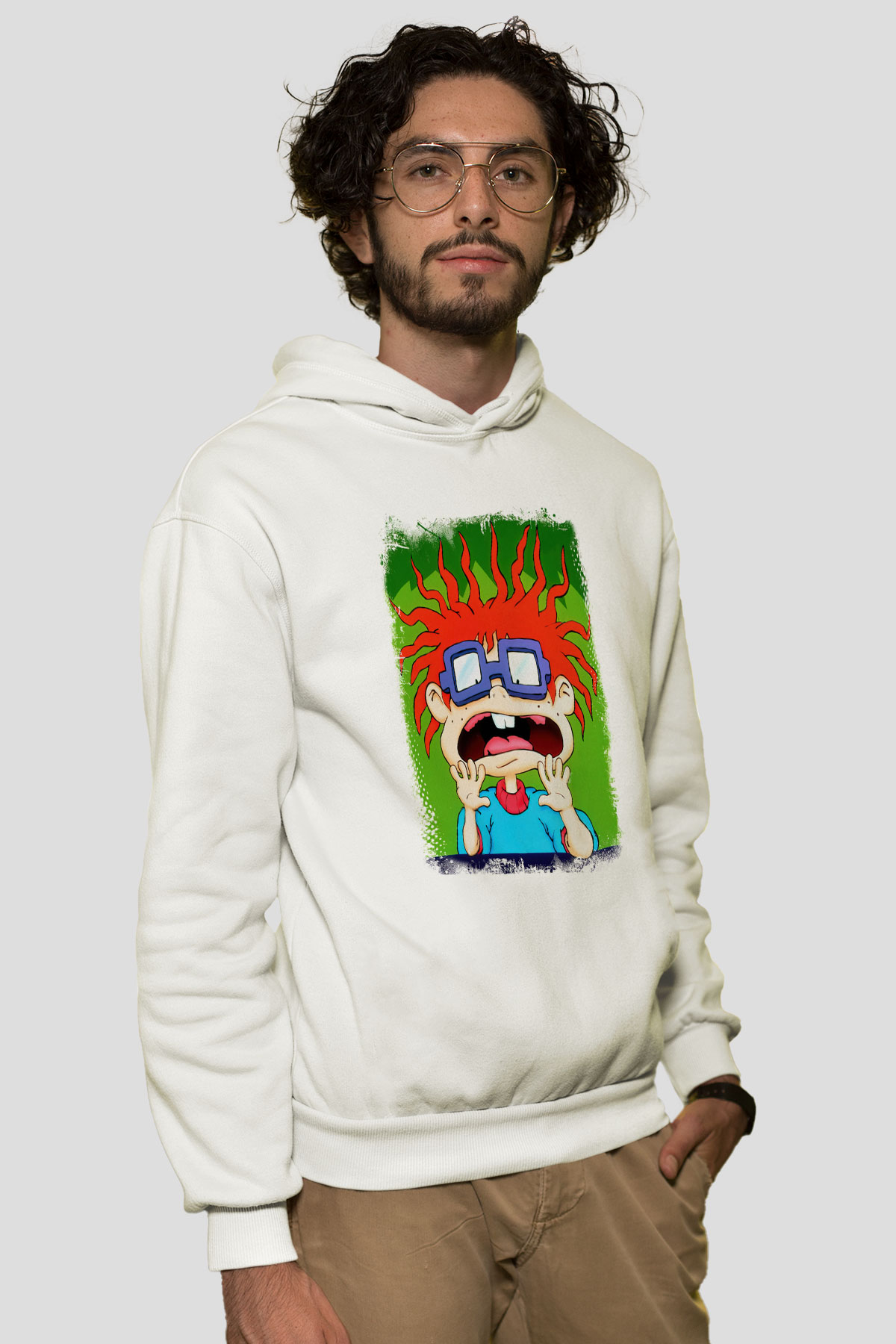 Rugrats Beyaz Unisex Kapşonlu Sweatshirt