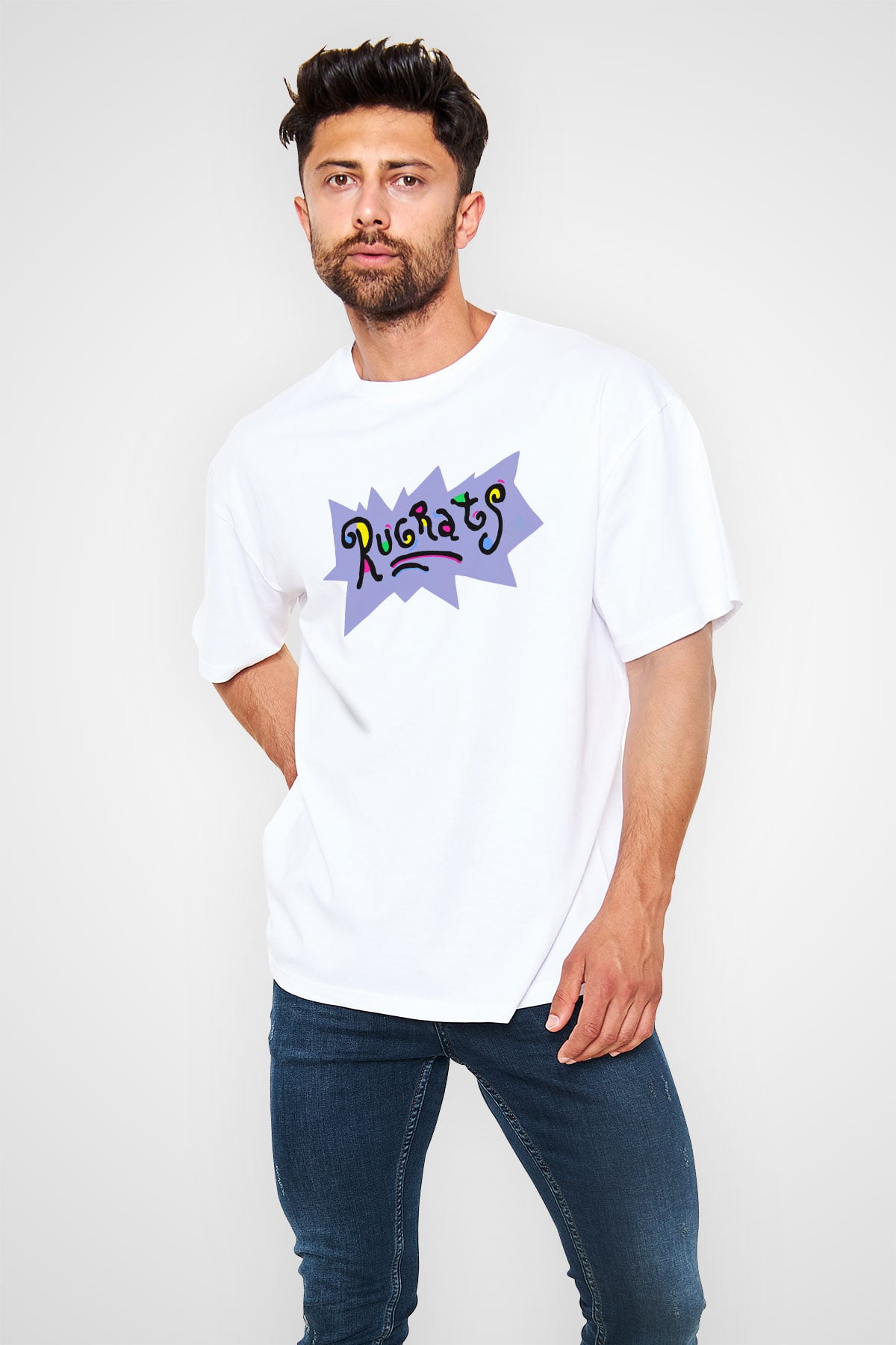 Rugrats Beyaz Unisex Oversize Tişört T-Shirt