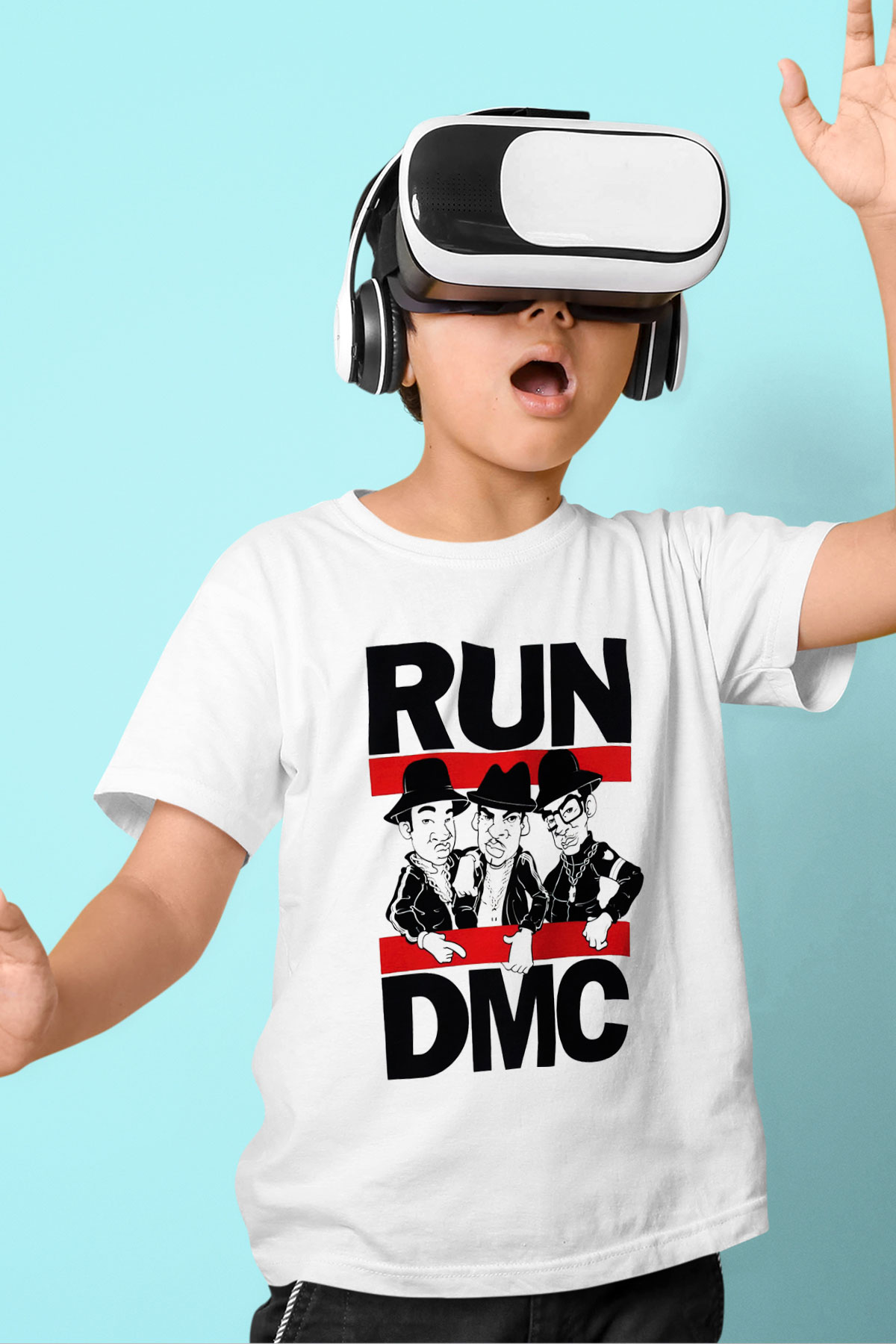Run DMC Baskılı Beyaz Unisex Çocuk Tişört