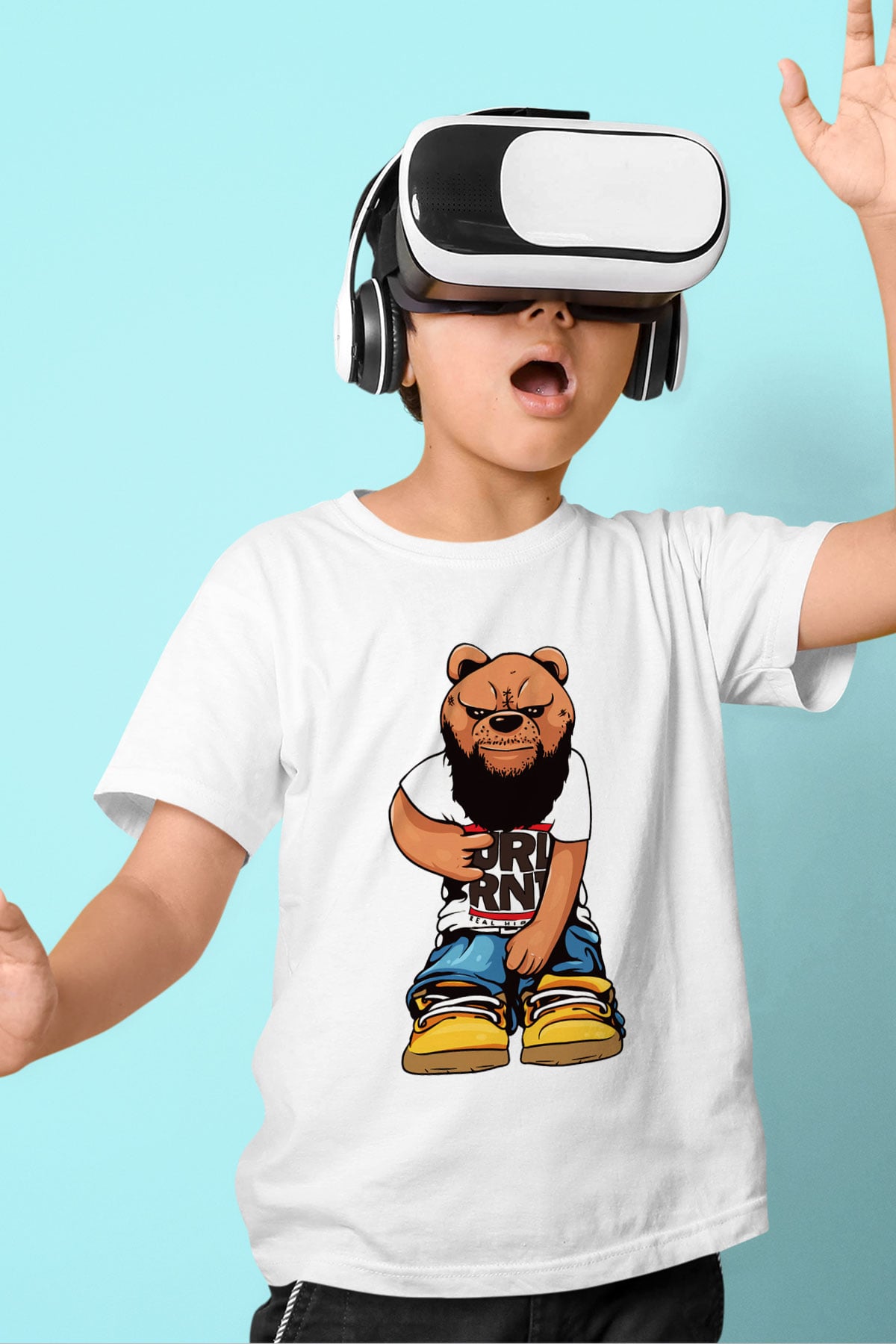 Run DMC Baskılı Beyaz Unisex Çocuk Tişört