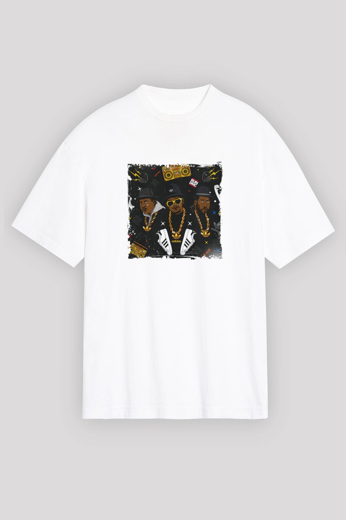 Run DMC Baskılı Unisex Beyaz Tişört