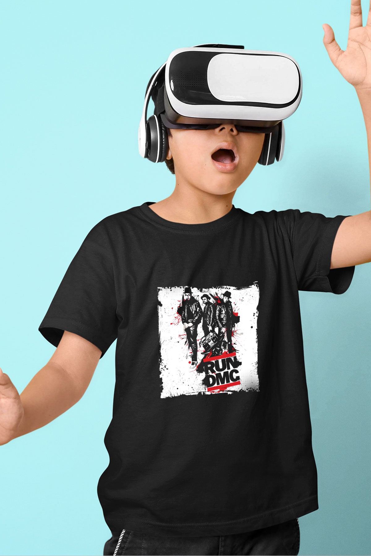 Run DMC Baskılı Unisex Siyah Çocuk Tişört