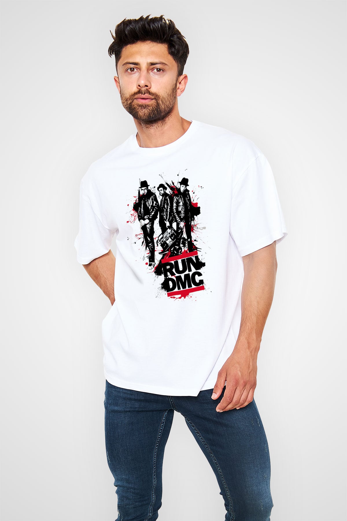 Run DMC Beyaz Unisex Oversize Tişört T-Shirt