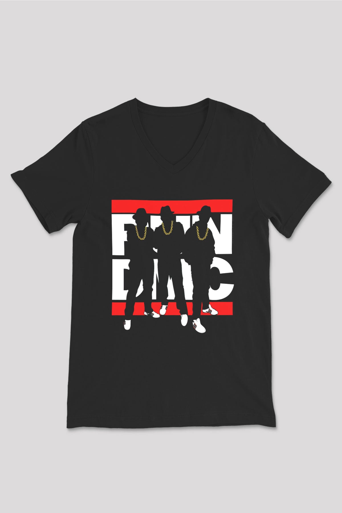 Run DMC Siyah Unisex V Yaka Tişört