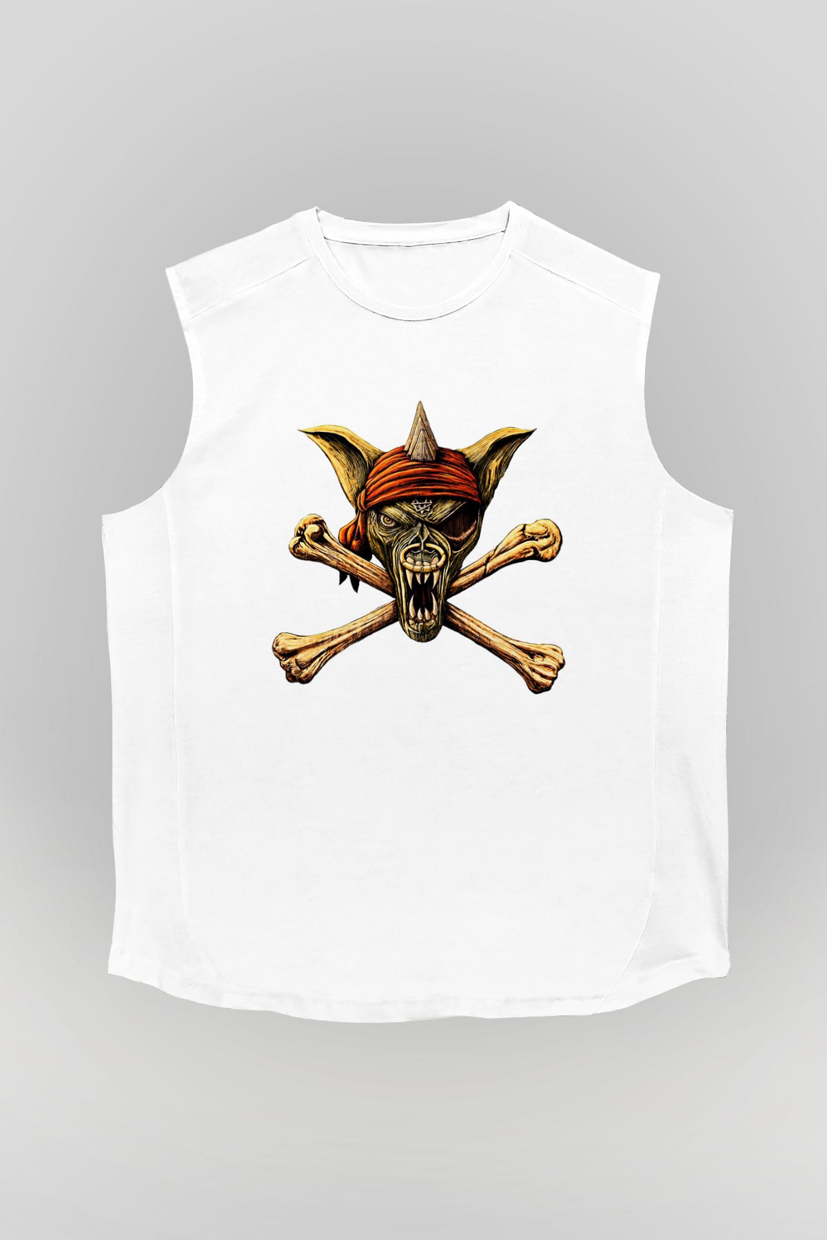 Running Wild Baskılı Beyaz Unisex Kolsuz Tişört - Tshirt