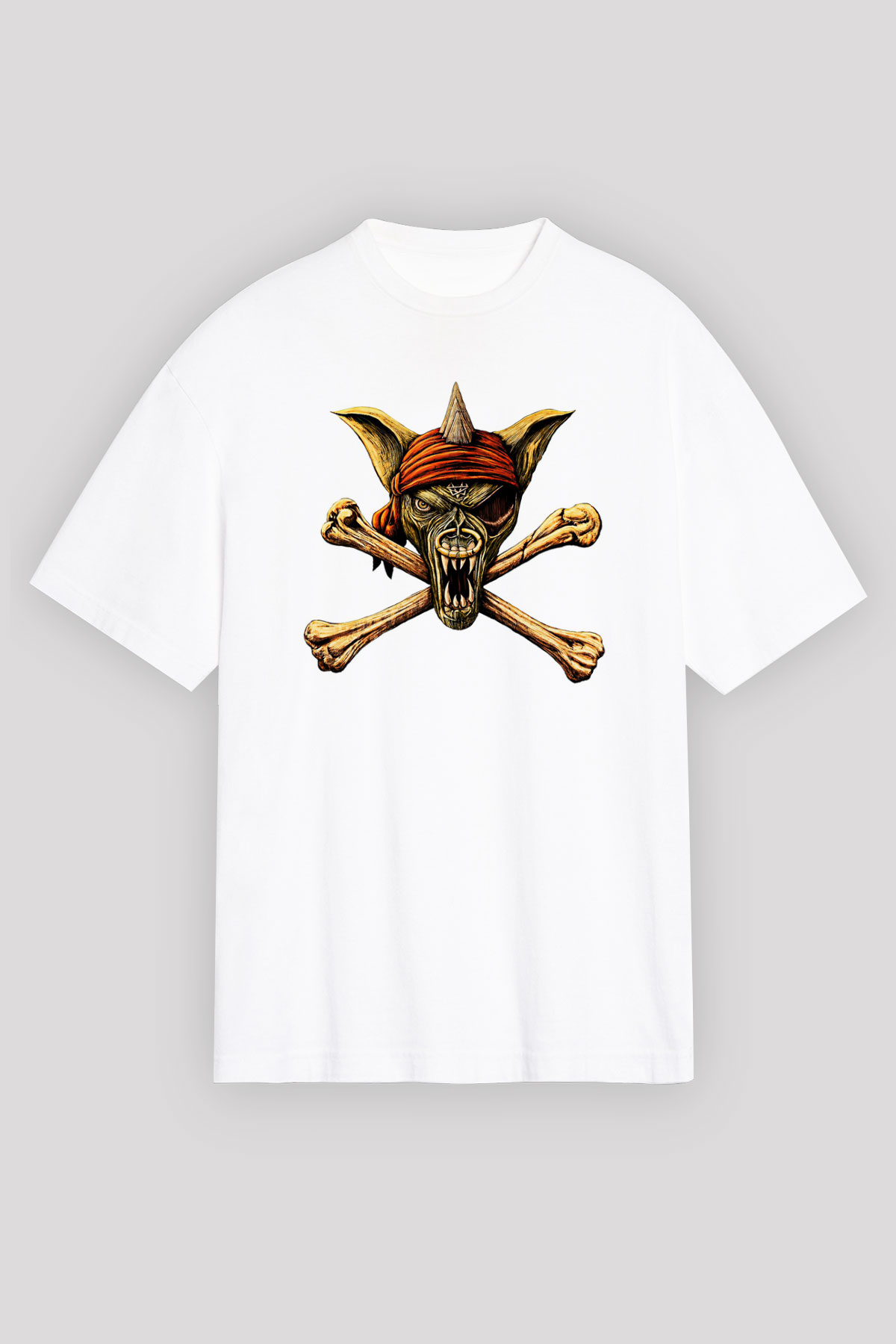 Running Wild Baskılı Beyaz Unisex Oversize Tişört - Tshirt