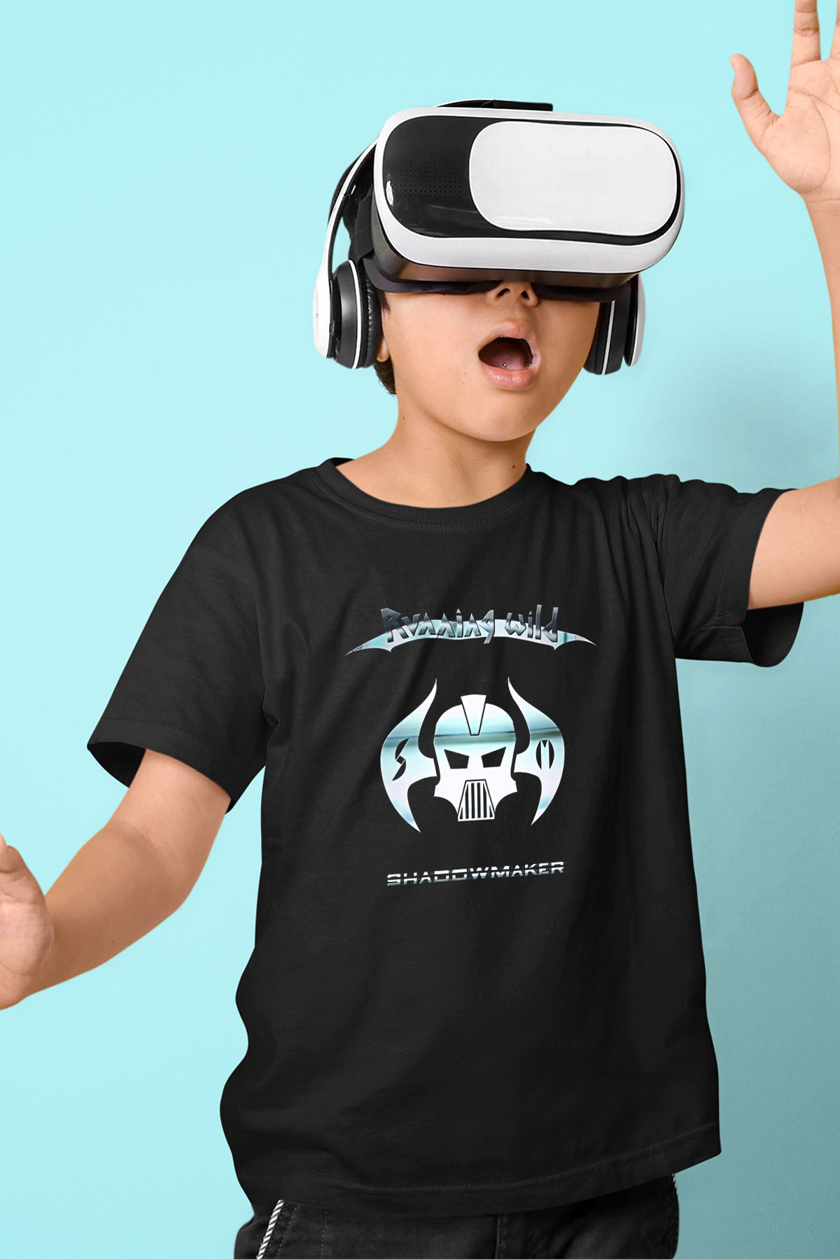 Running Wild Baskılı Unisex Siyah Çocuk Tişört - Tshirt