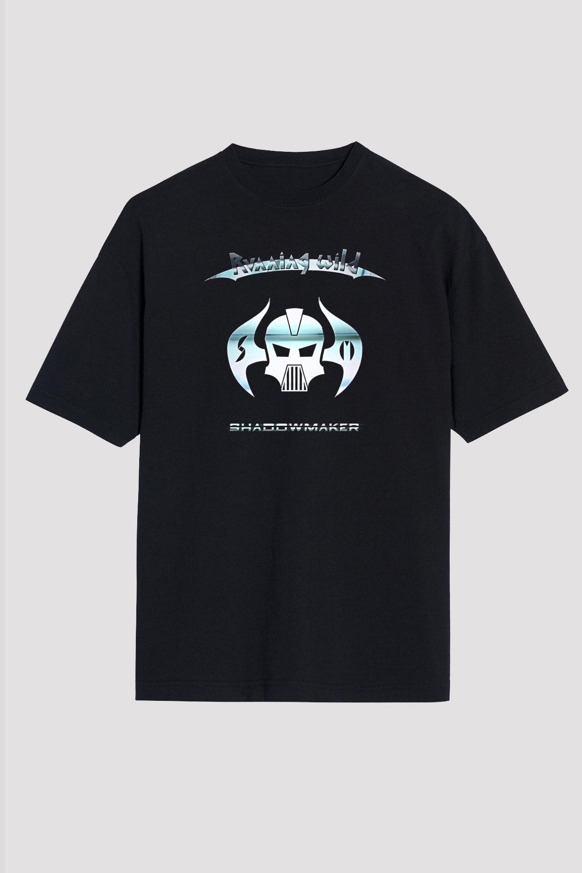 Running Wild Baskılı Unisex Siyah Oversize Tişört - Tshirt