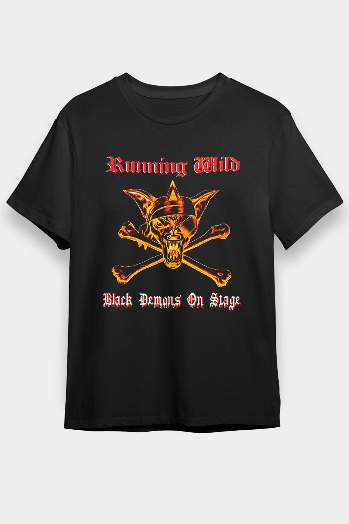 Running Wild Baskılı Unisex Siyah Tişört - Tshirt