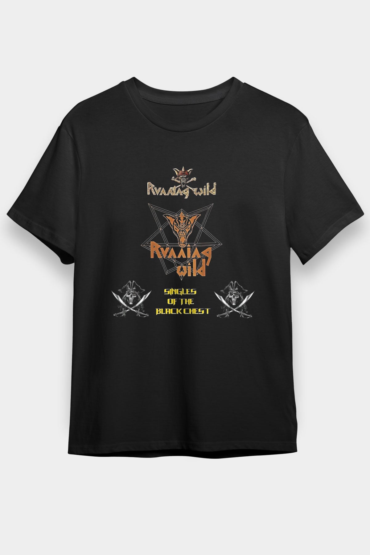 Running Wild Baskılı Unisex Siyah Tişört - Tshirt