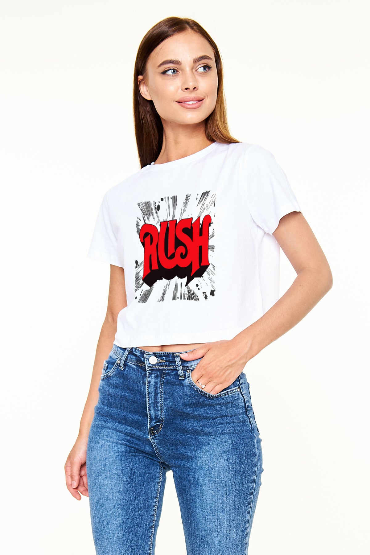 Rush Beyaz Croptop Tişört