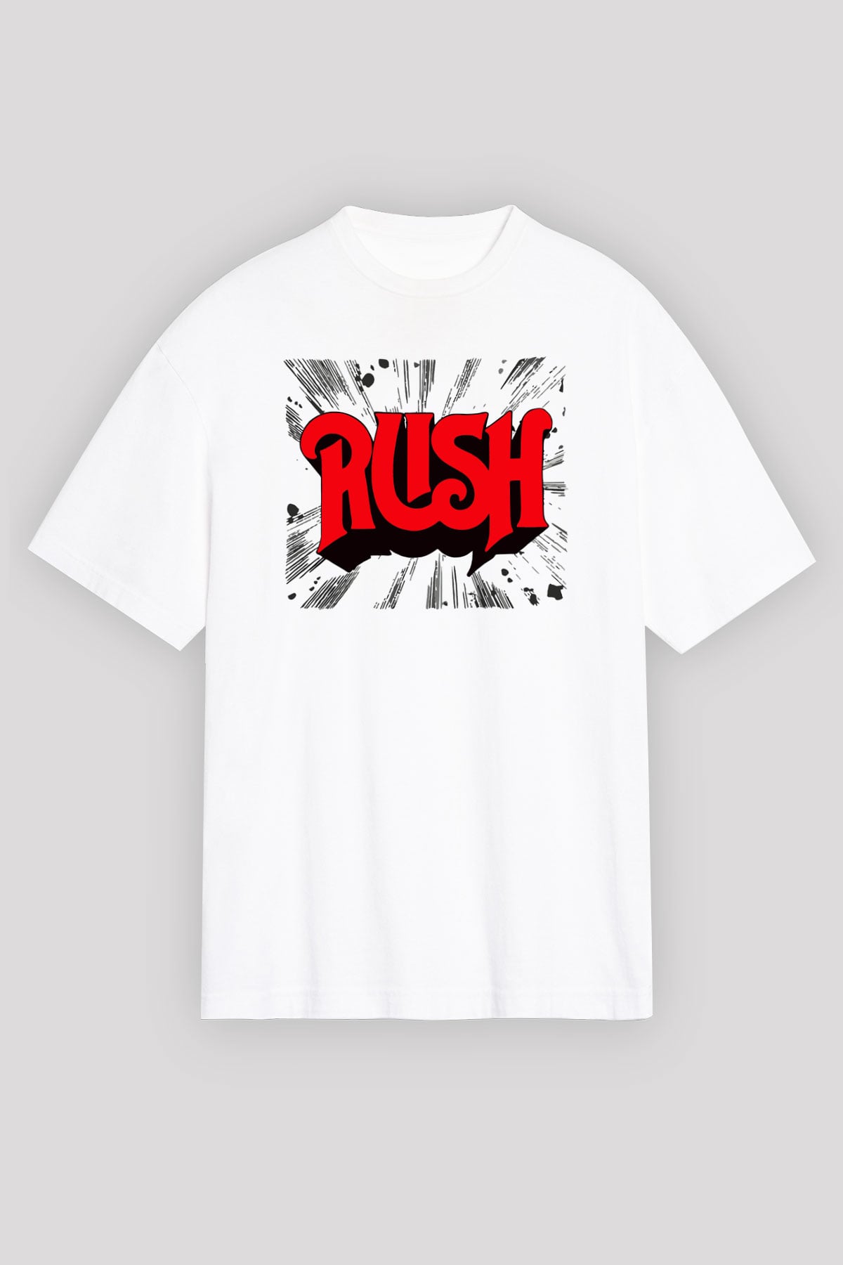 Rush Beyaz Unisex Oversize Tişört T-Shirt