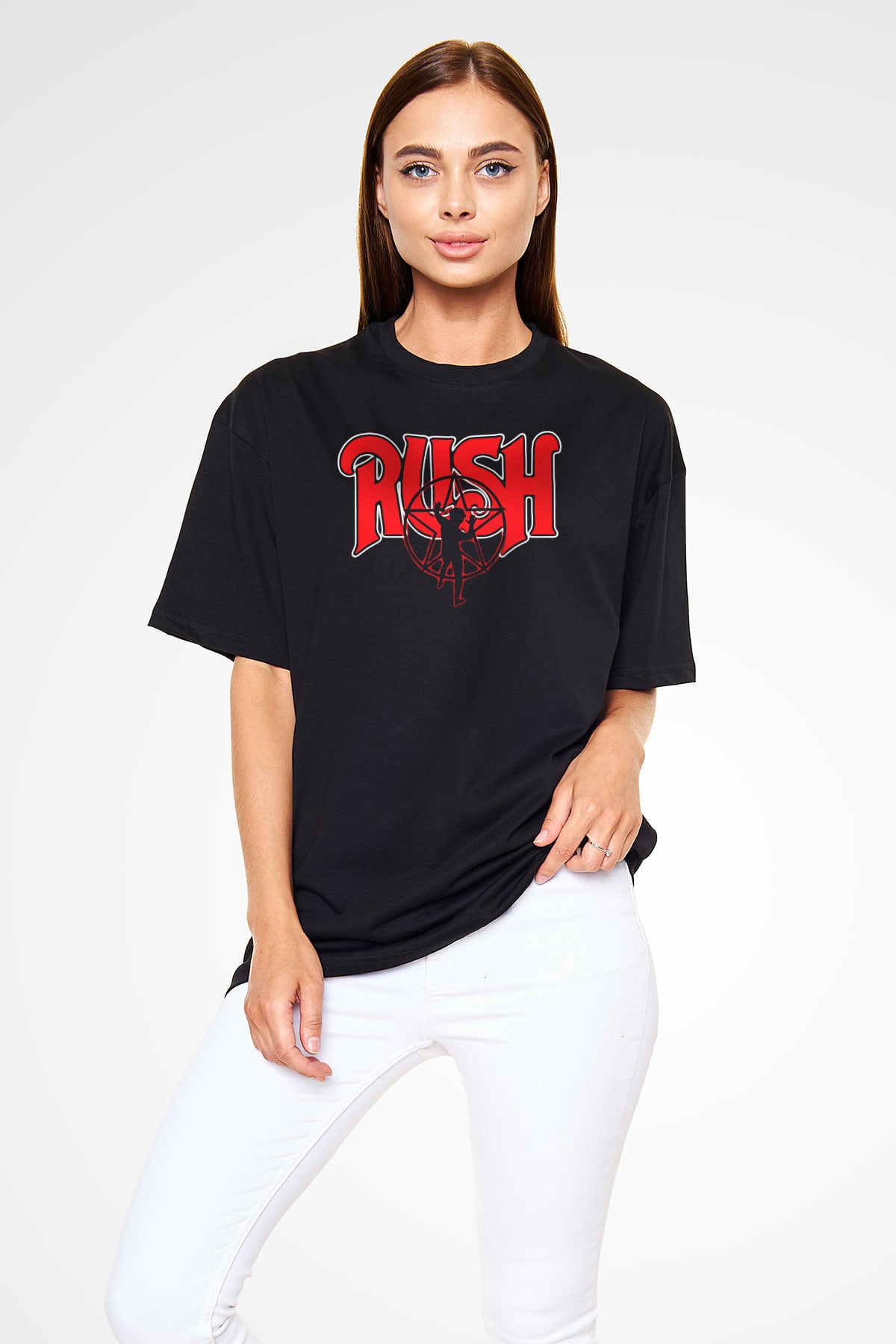 Rush Siyah Unisex Oversize Tişört T-Shirt