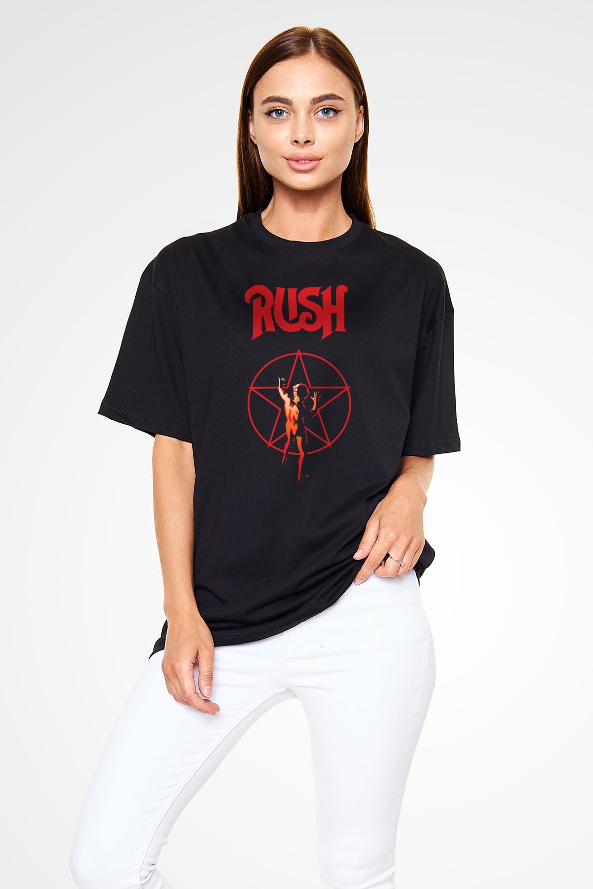 Rush Siyah Unisex Oversize Tişört T-Shirt