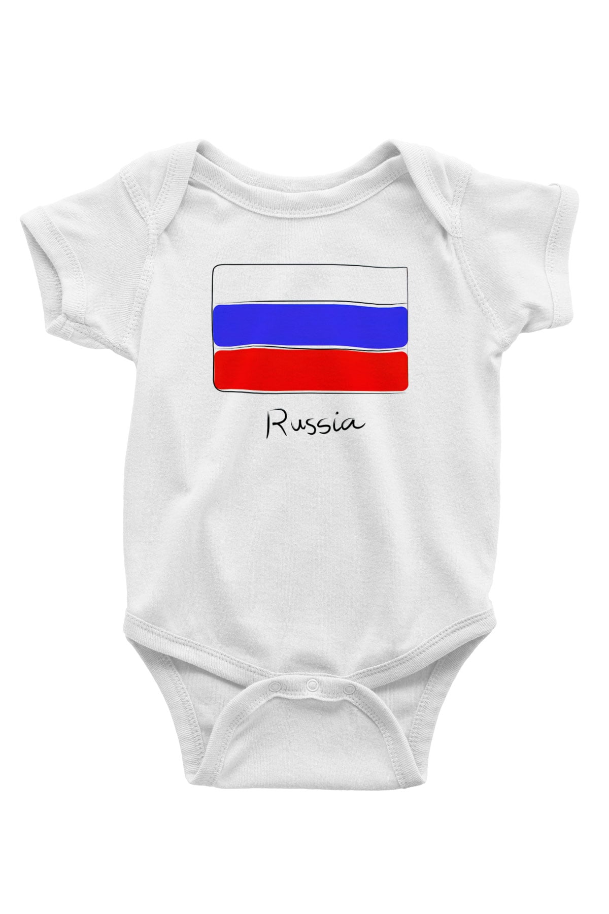 Rusya Baskılı Beyaz Unisex Bebek Body - Zıbın