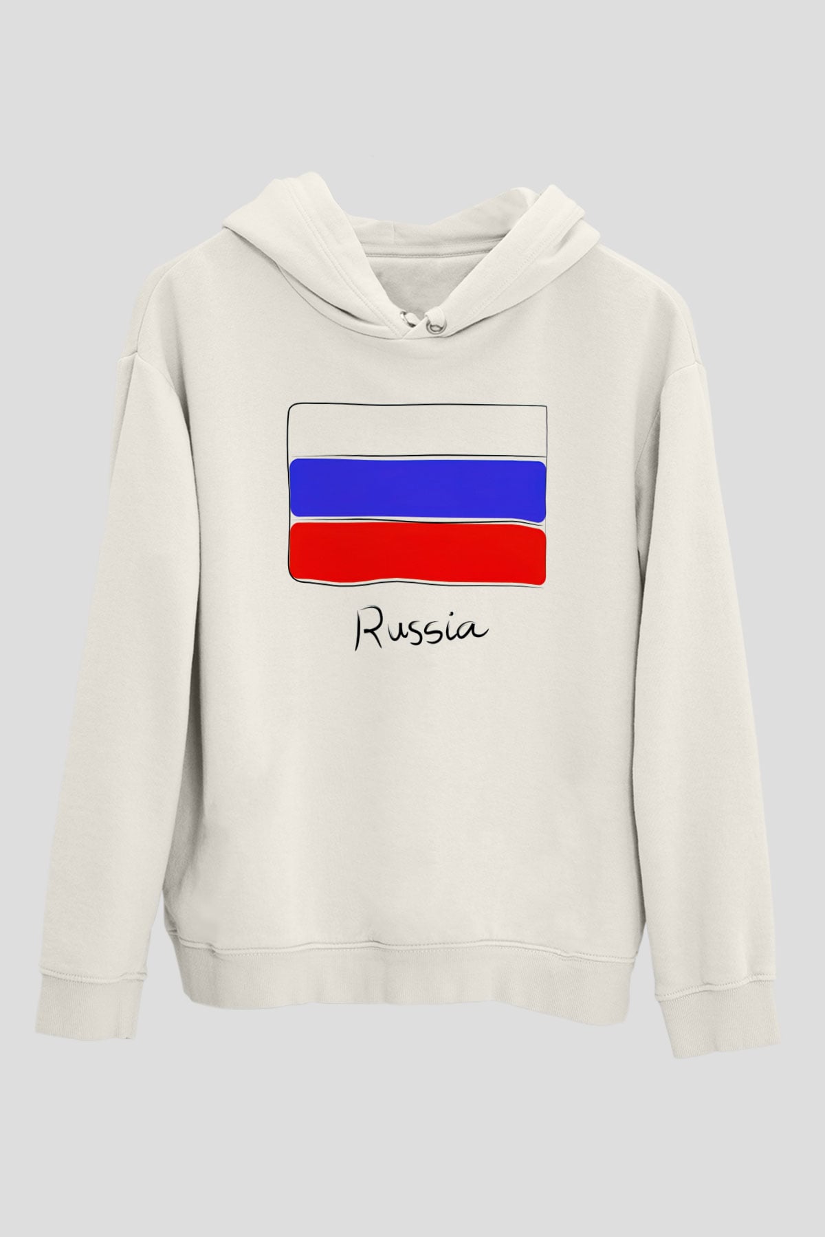 Rusya Beyaz Unisex Kapşonlu Sweatshirt