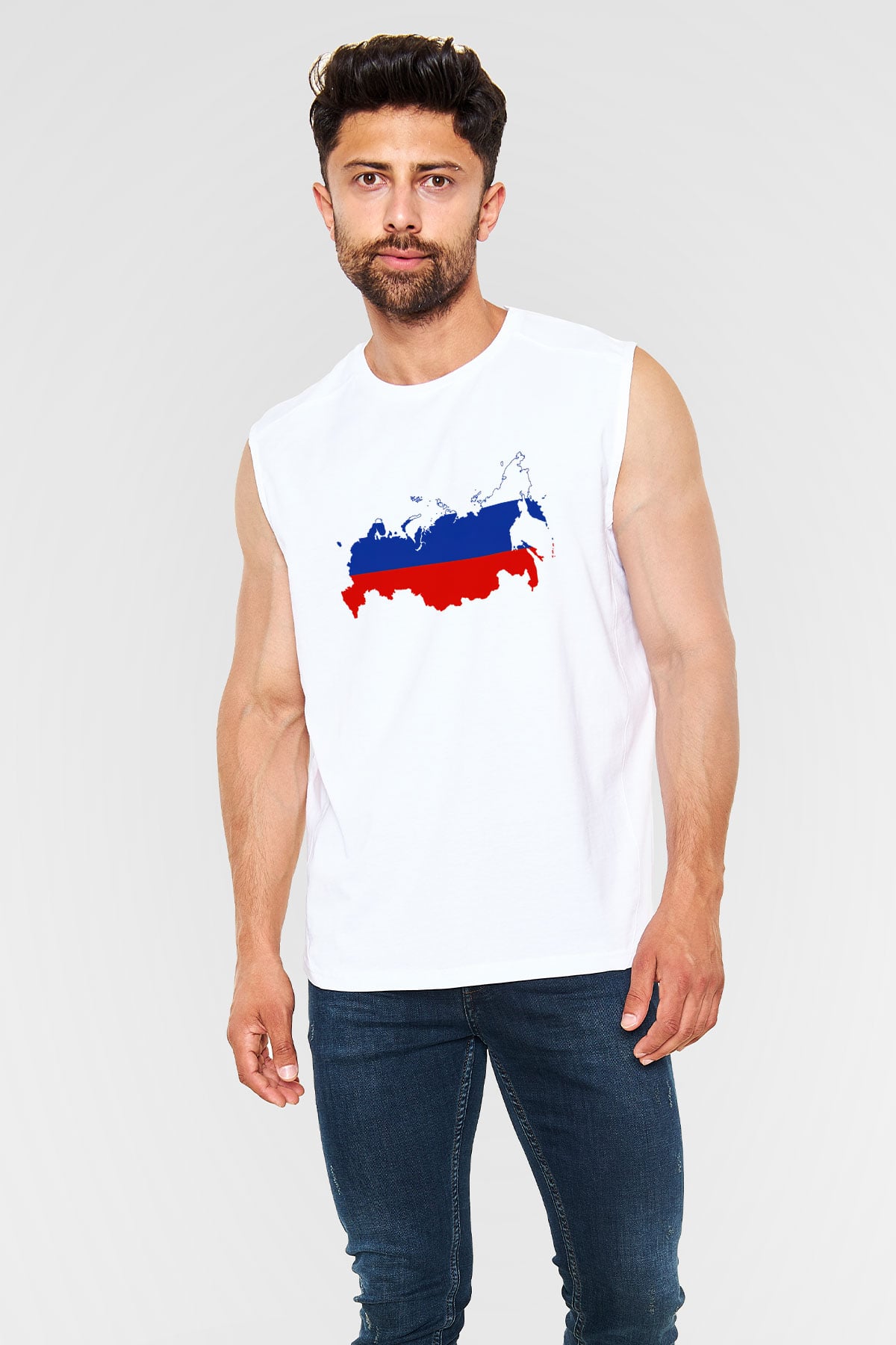 Rusya Beyaz Unisex Kolsuz Tişört