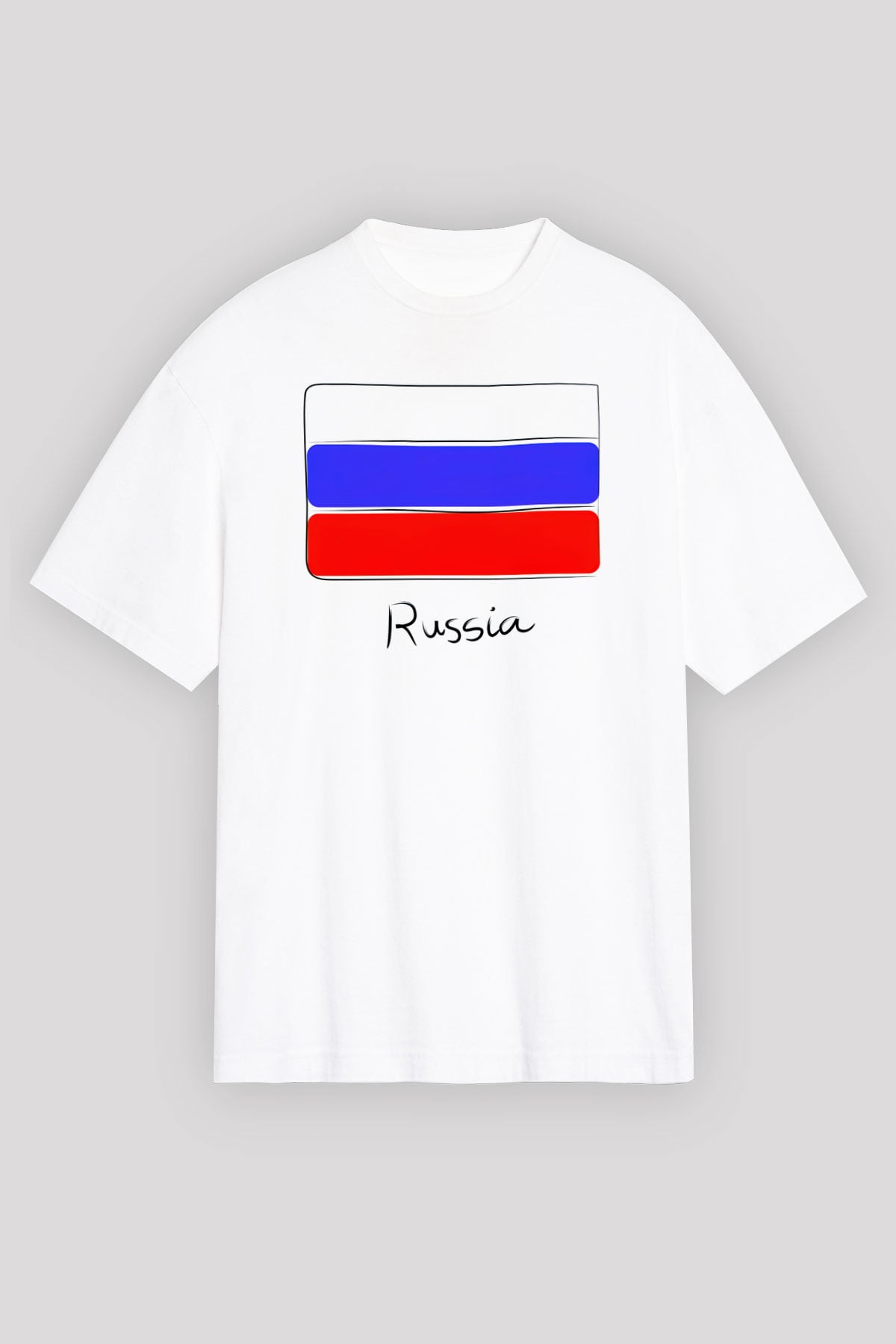 Rusya Beyaz Unisex Oversize Tişört T-Shirt