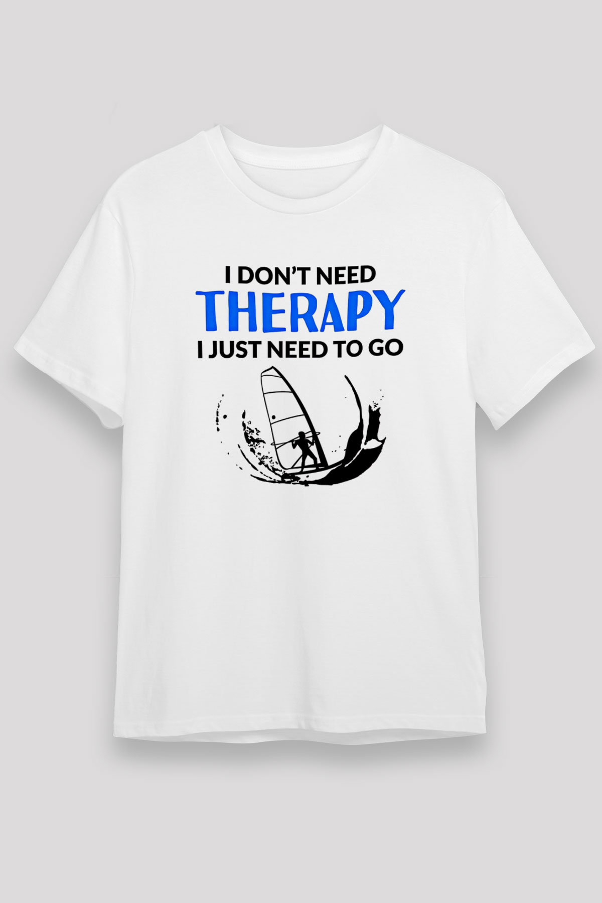 Rüzgar Sörfü Baskılı Unisex Beyaz Tişört - Tshirt