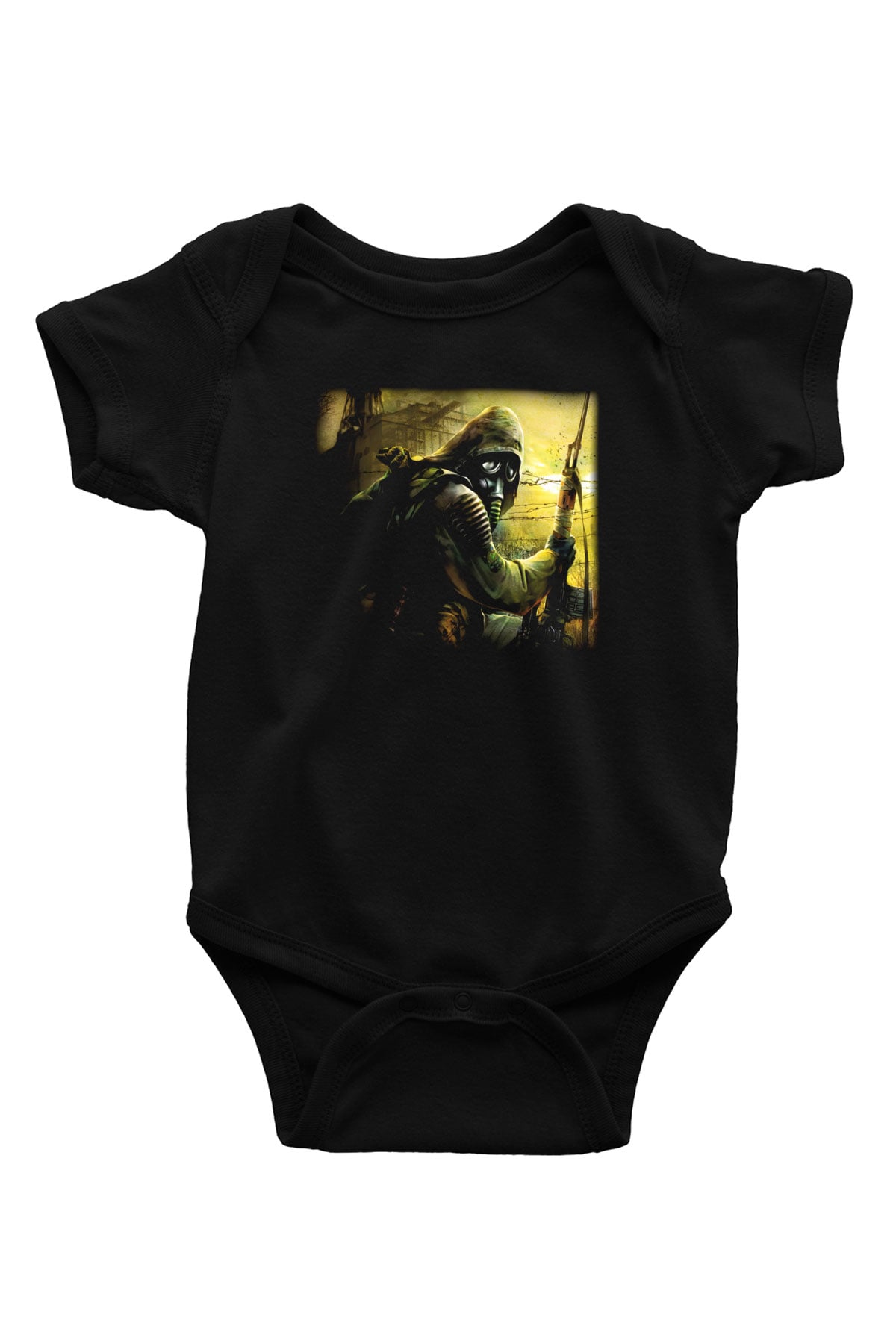 S.T.A.L.K.E.R. Baskılı Siyah Bebek Body - Zıbın