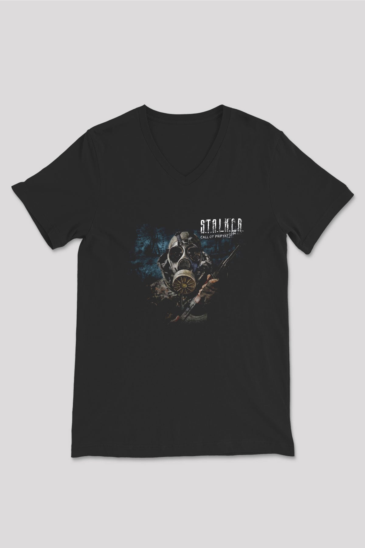S.T.A.L.K.E.R. Siyah Unisex V Yaka Tişört