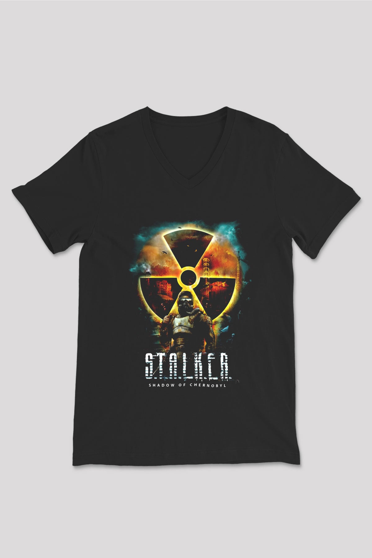 S.T.A.L.K.E.R. Siyah Unisex V Yaka Tişört