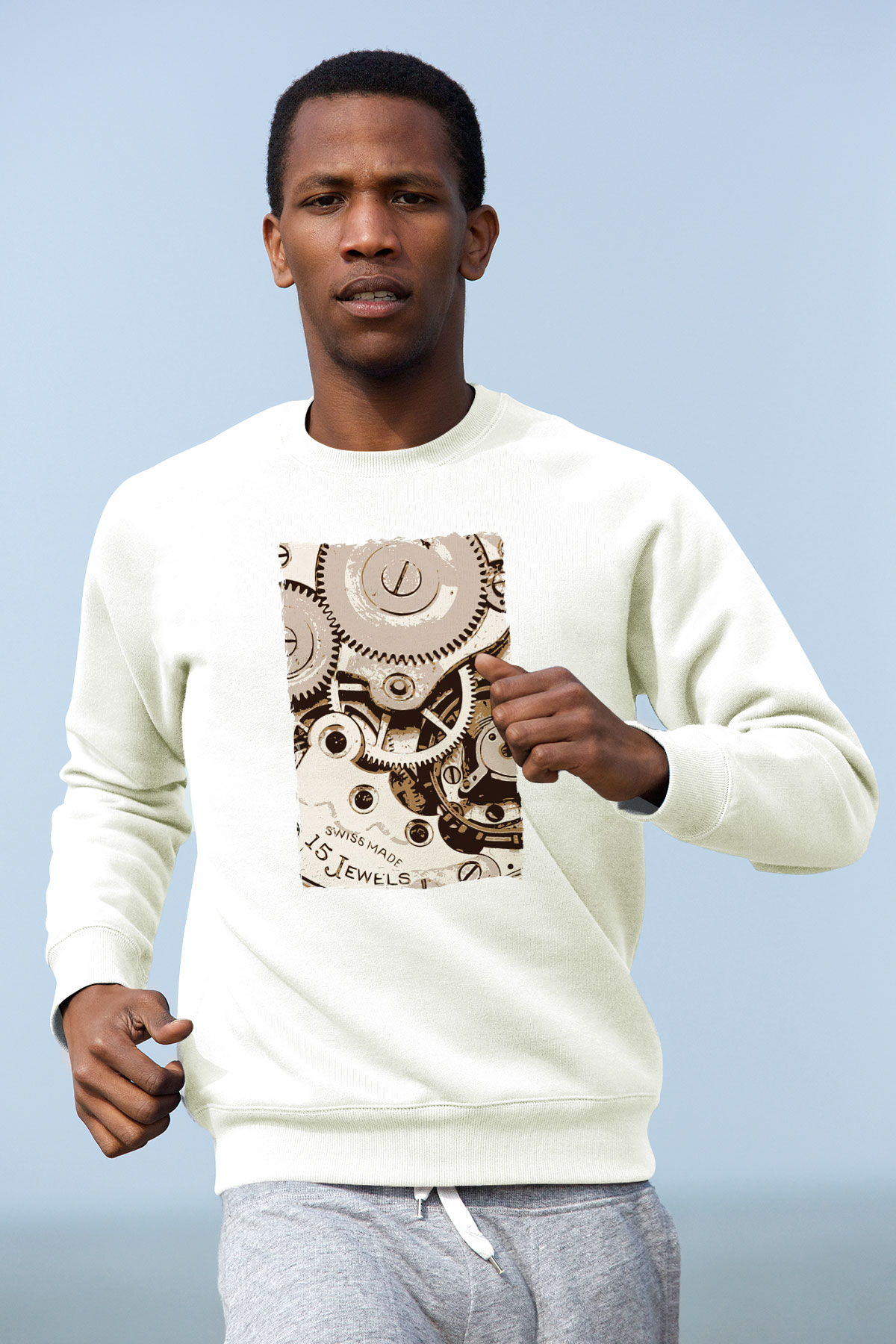 Saatçi Beyaz Unisex Sweatshirt