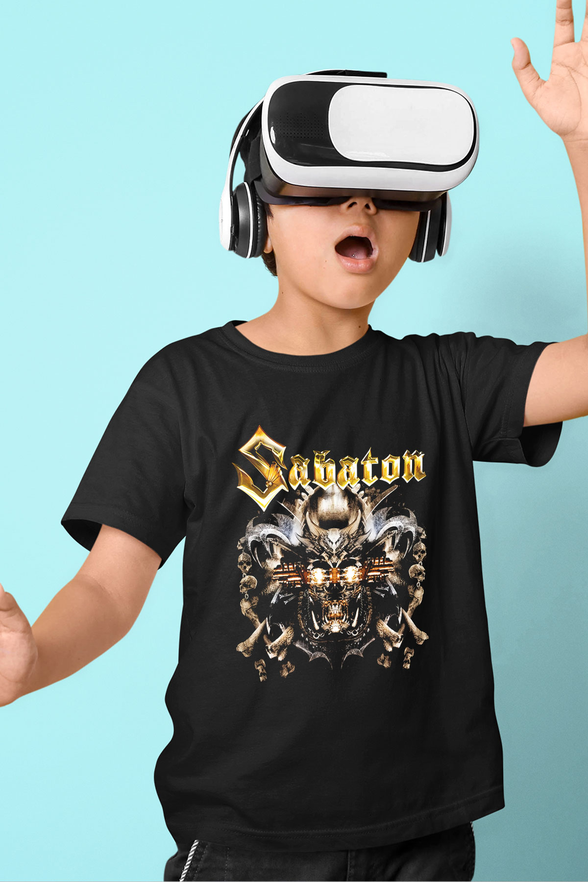 Sabaton Baskılı Siyah Unisex Çocuk Tişört