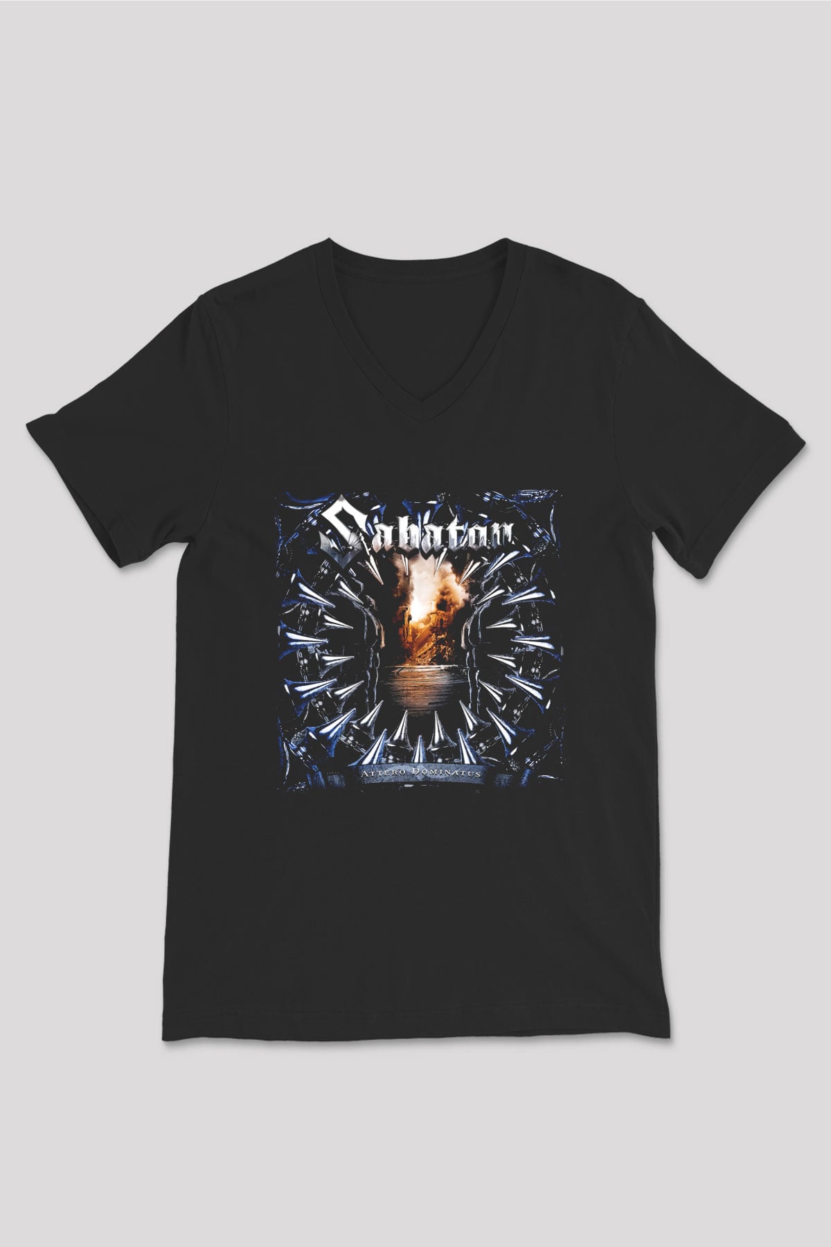 Sabaton Siyah Unisex V Yaka Tişört T-Shirt