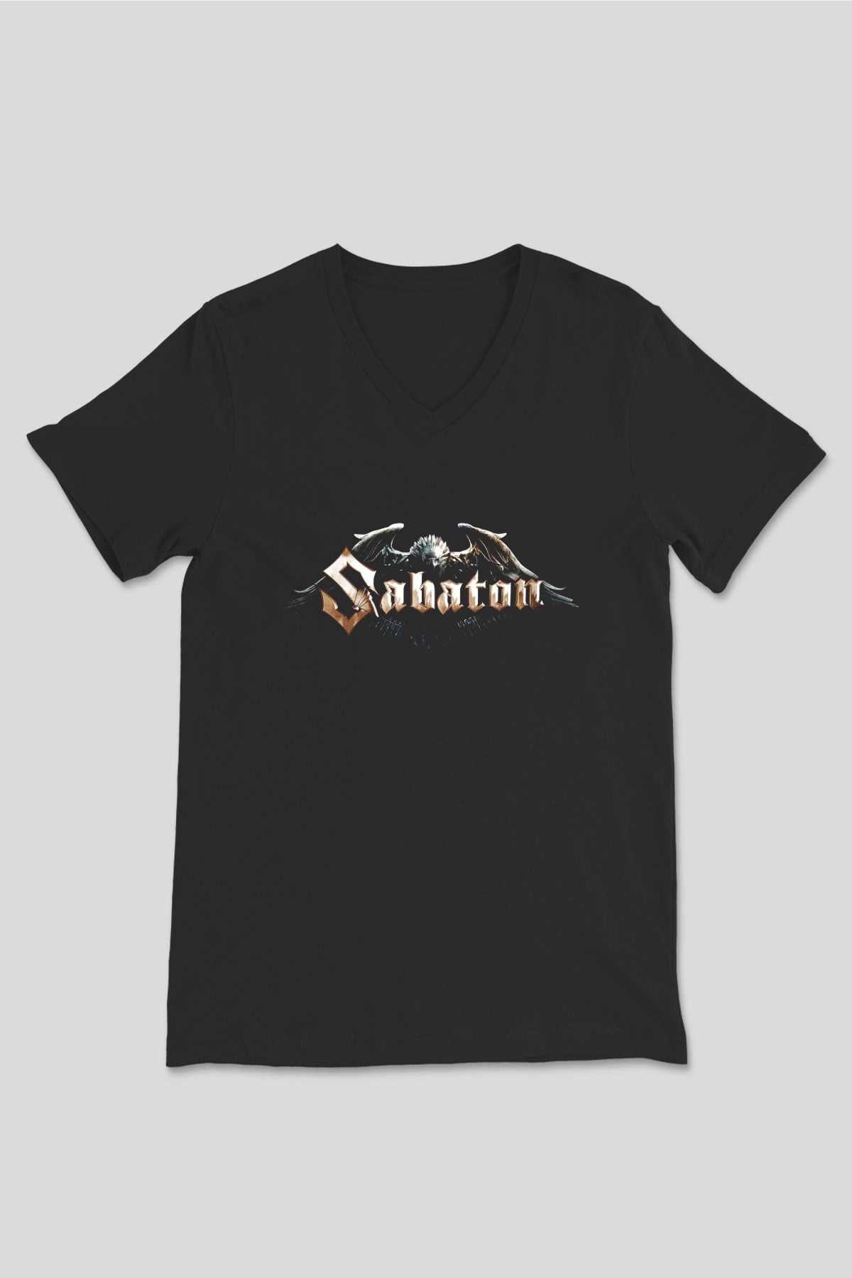 Sabaton Siyah Unisex V Yaka Tişört T-Shirt