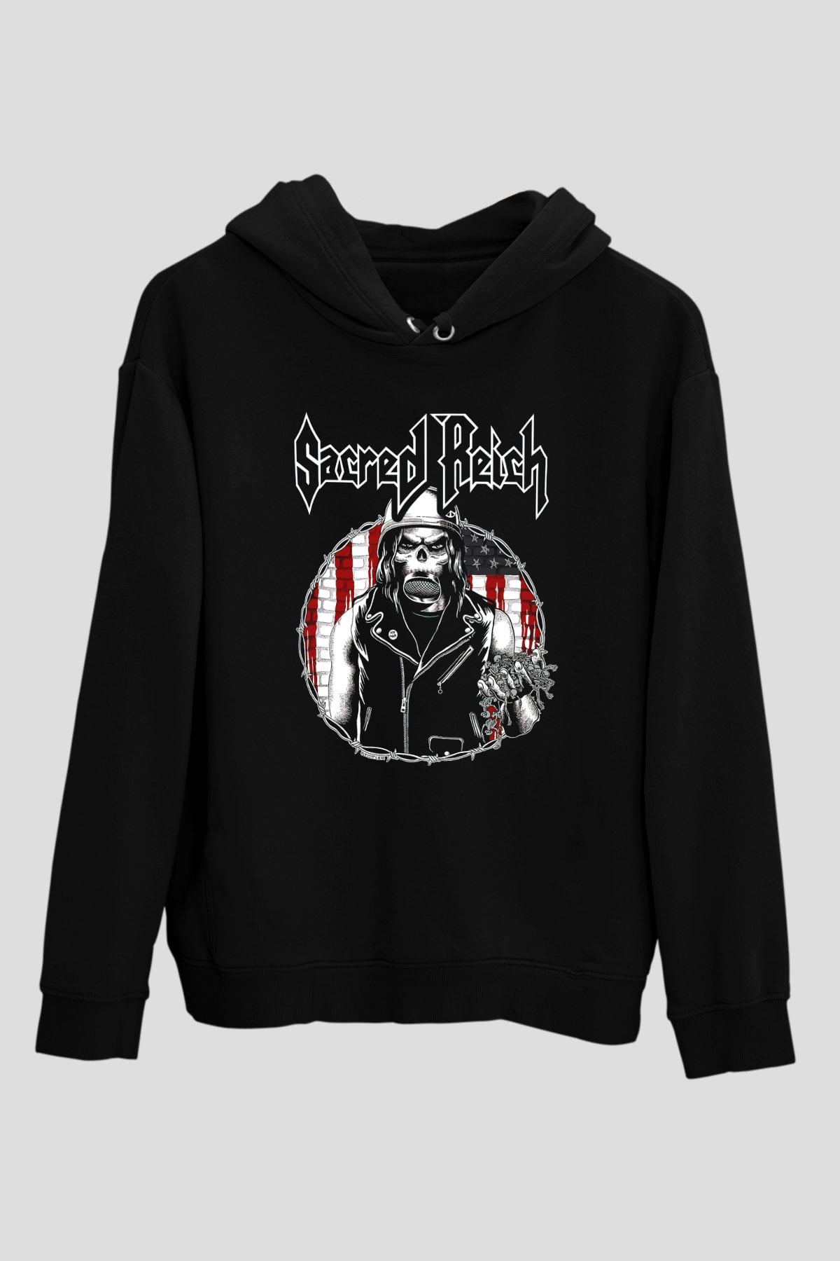 Sacred Reich Siyah Unisex Kapşonlu Sweatshirt