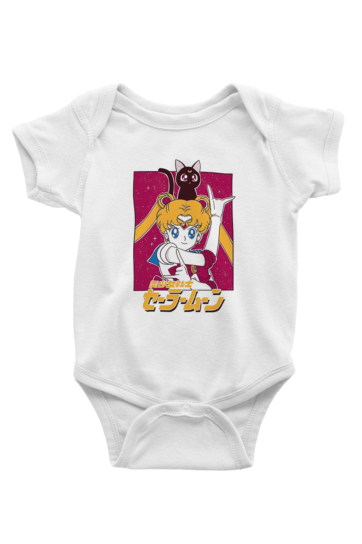 Sailor Moon Baskılı Beyaz Unisex Bebek Body - Zıbın