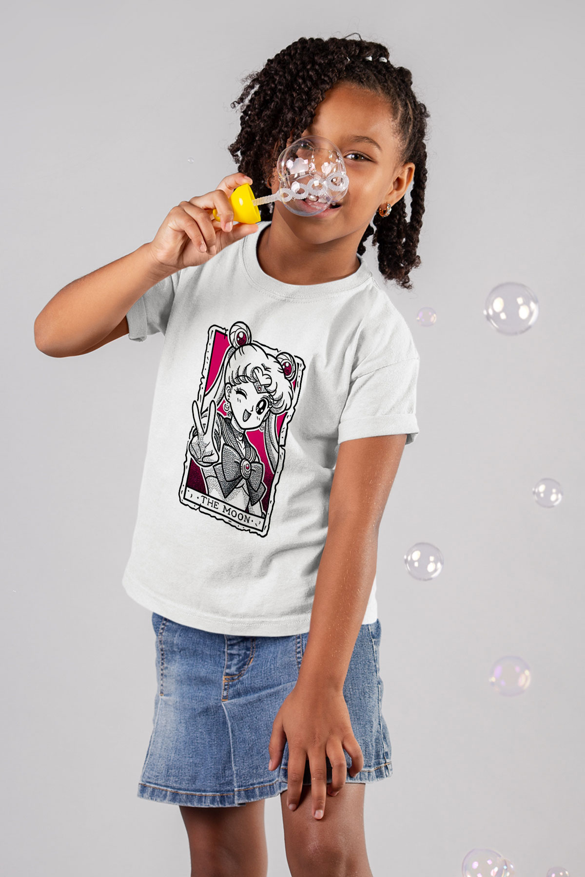 Sailor Moon Baskılı Beyaz Unisex Beyaz Çocuk Tişört - Tshirt