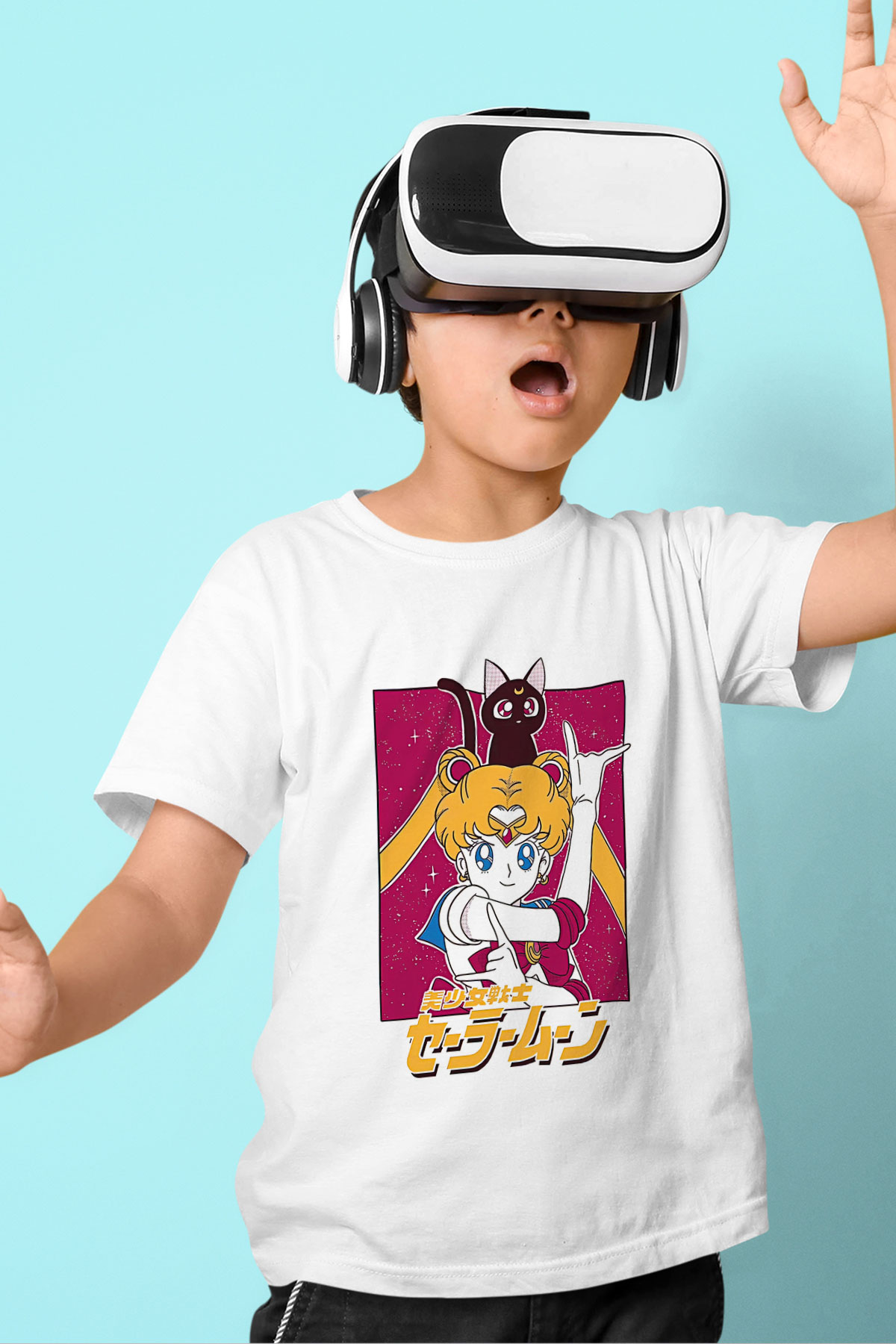 Sailor Moon Baskılı Beyaz Unisex Beyaz Çocuk Tişört - Tshirt