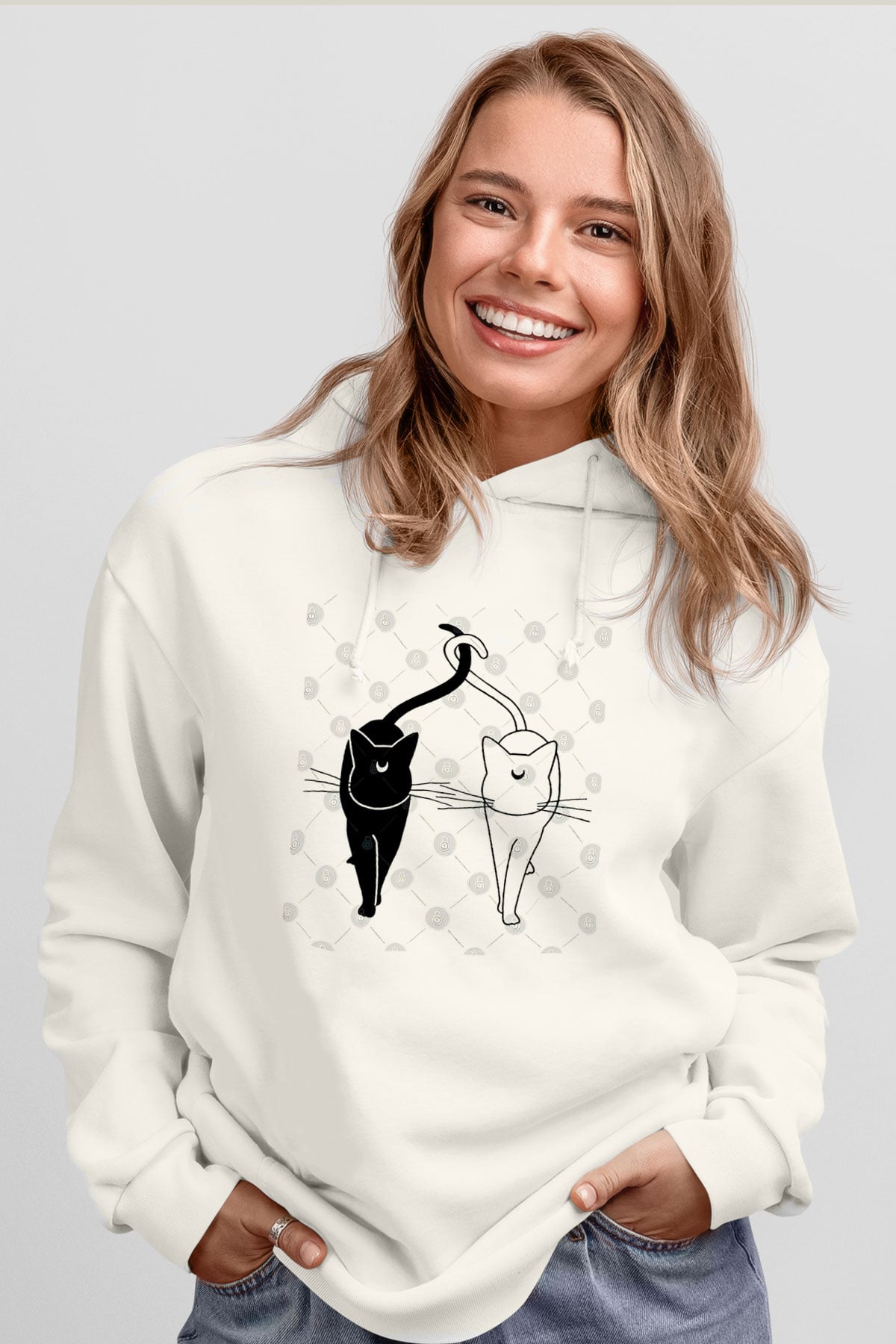 Sailor Moon Baskılı Beyaz Unisex Hoodie