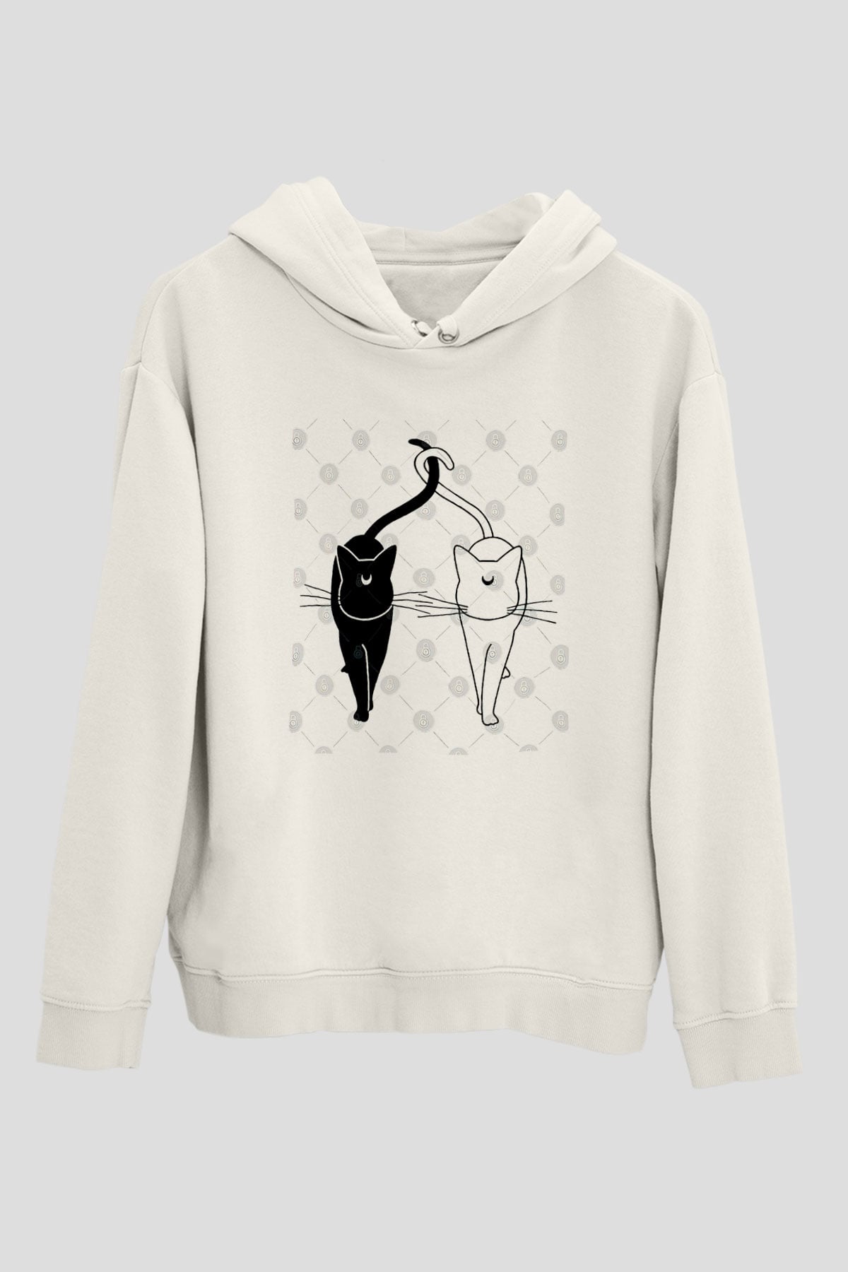 Sailor Moon Baskılı Beyaz Unisex Hoodie