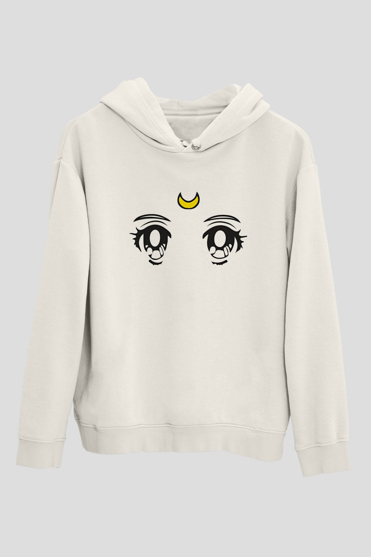 Sailor Moon Baskılı Beyaz Unisex Hoodie
