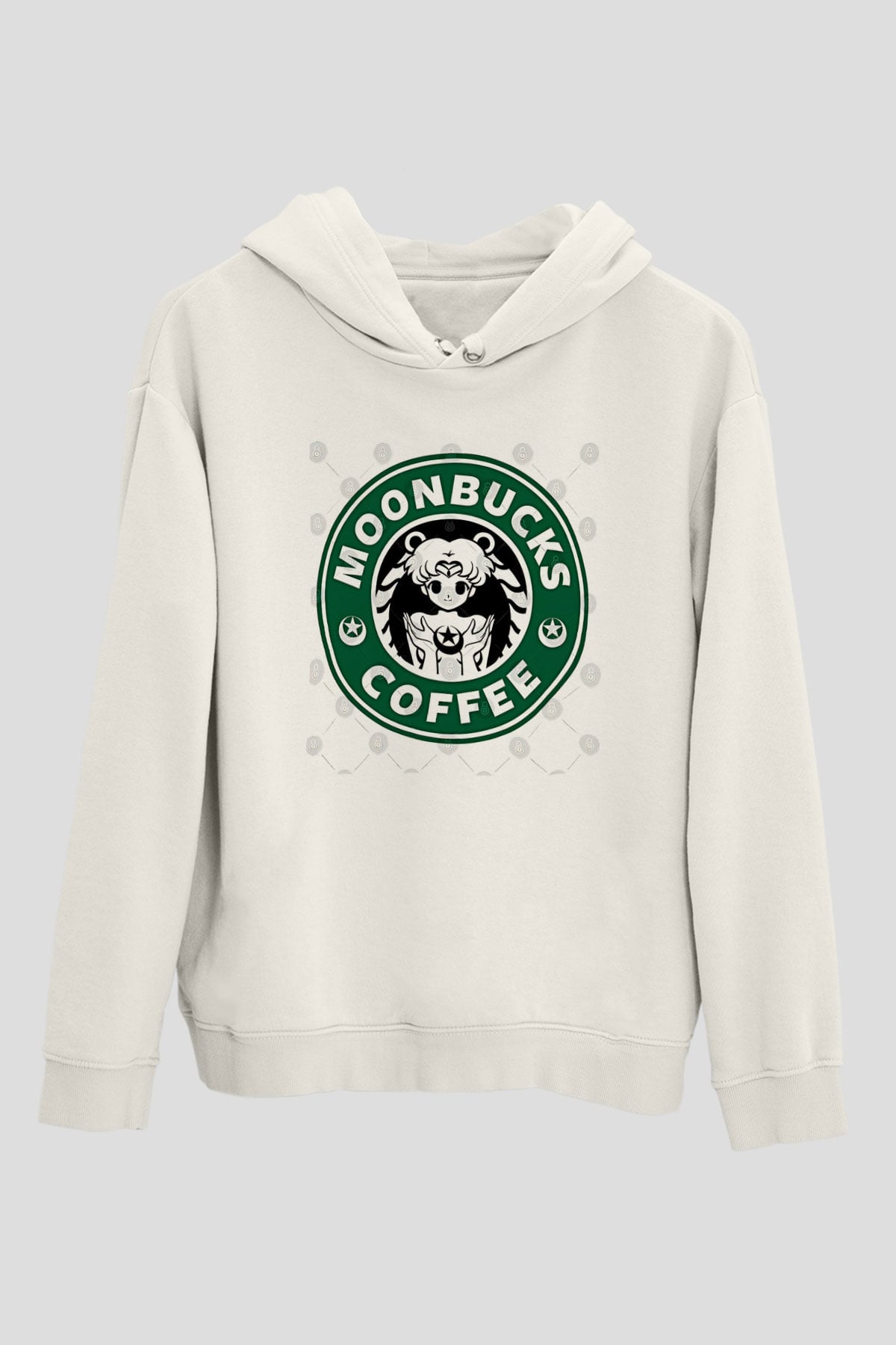 Sailor Moon Baskılı Beyaz Unisex Hoodie