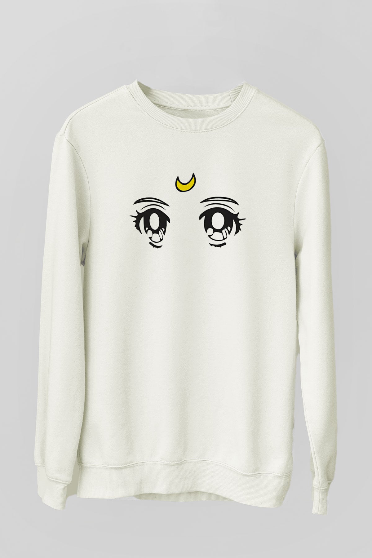 Sailor Moon Baskılı Beyaz Unisex Sweatshirt