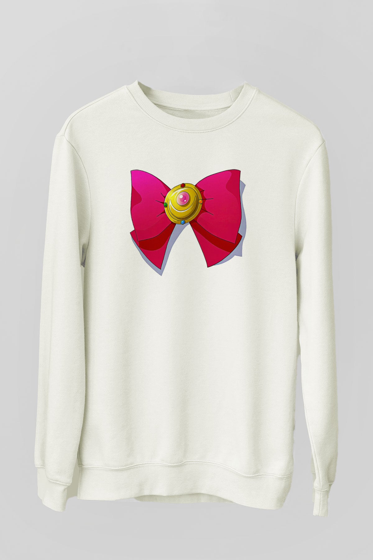 Sailor Moon Baskılı Beyaz Unisex Sweatshirt