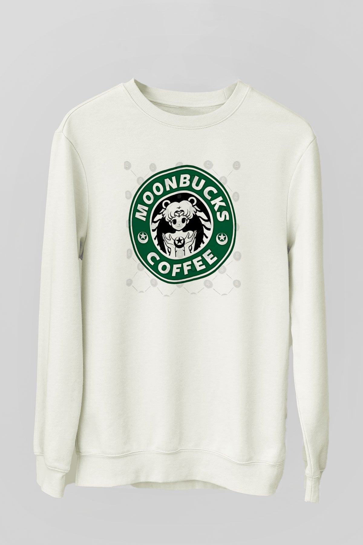 Sailor Moon Baskılı Beyaz Unisex Sweatshirt