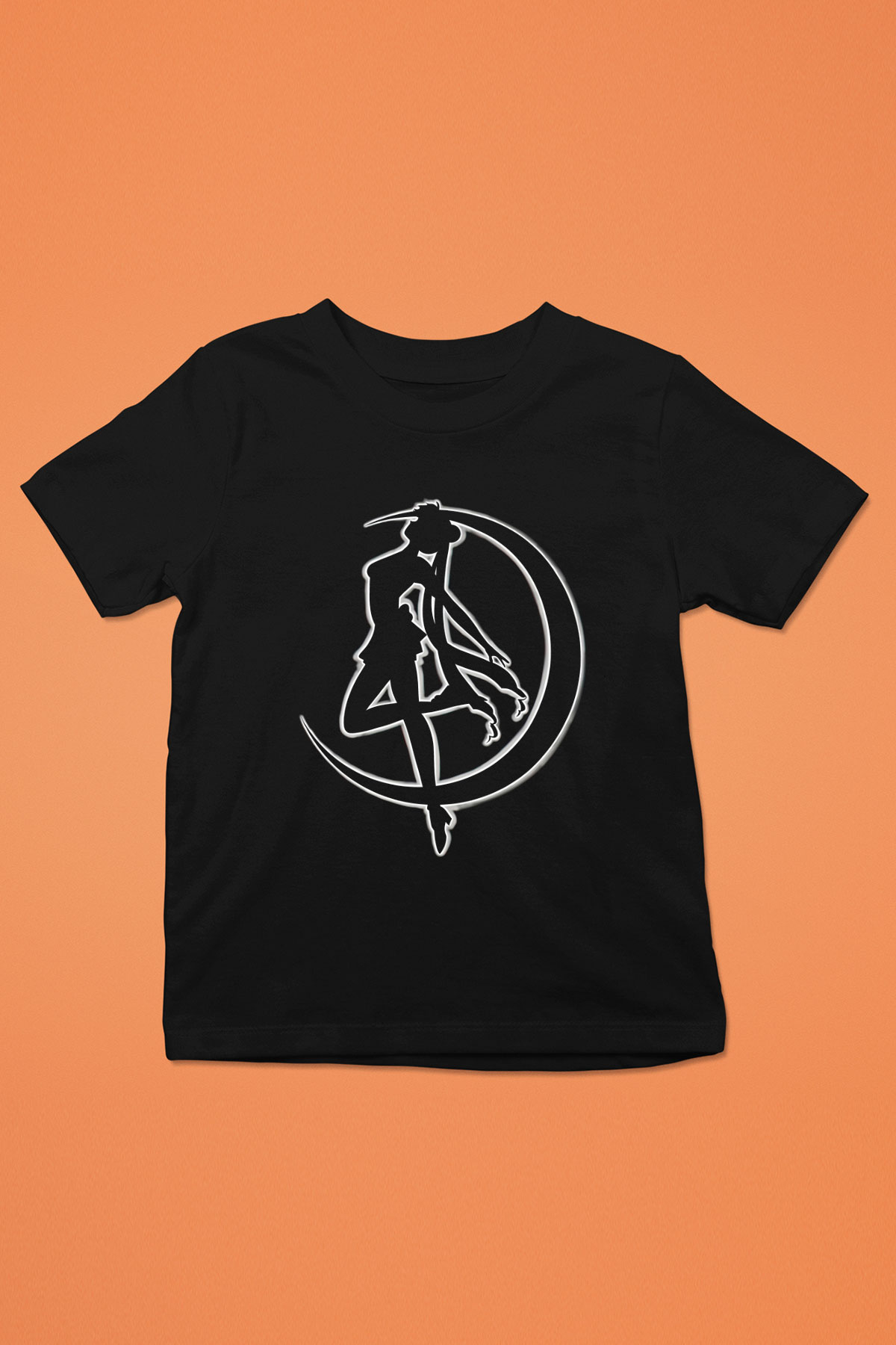 Sailor Moon Baskılı Unisex Siyah Çocuk Tişört - Tshirt