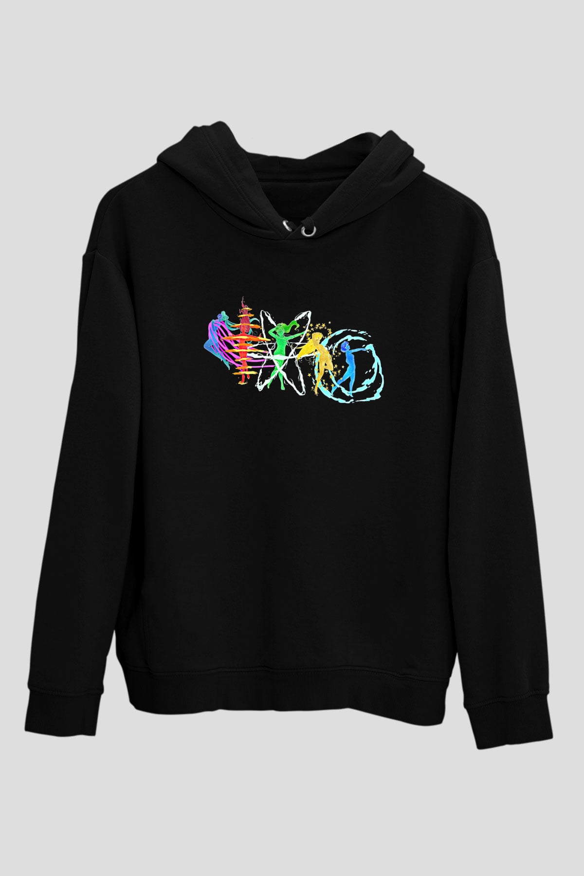 Sailor Moon Baskılı Unisex Siyah Hoodie