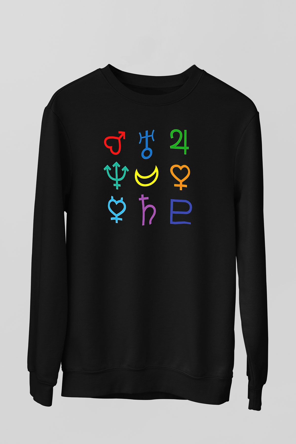 Sailor Moon Baskılı Unisex Siyah Sweatshirt