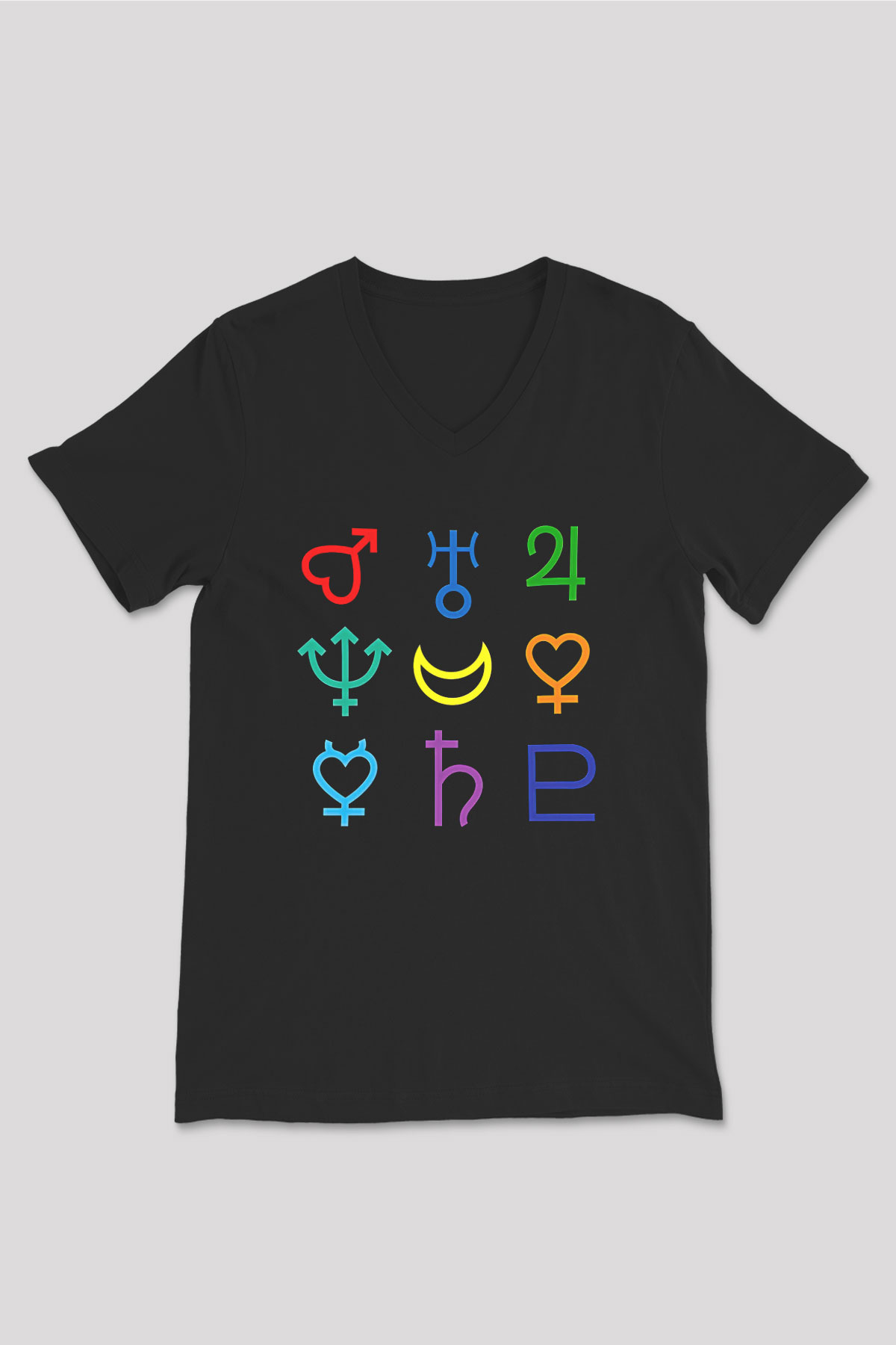 Sailor Moon Baskılı Unisex Siyah V Yaka Tişört - Tshirt