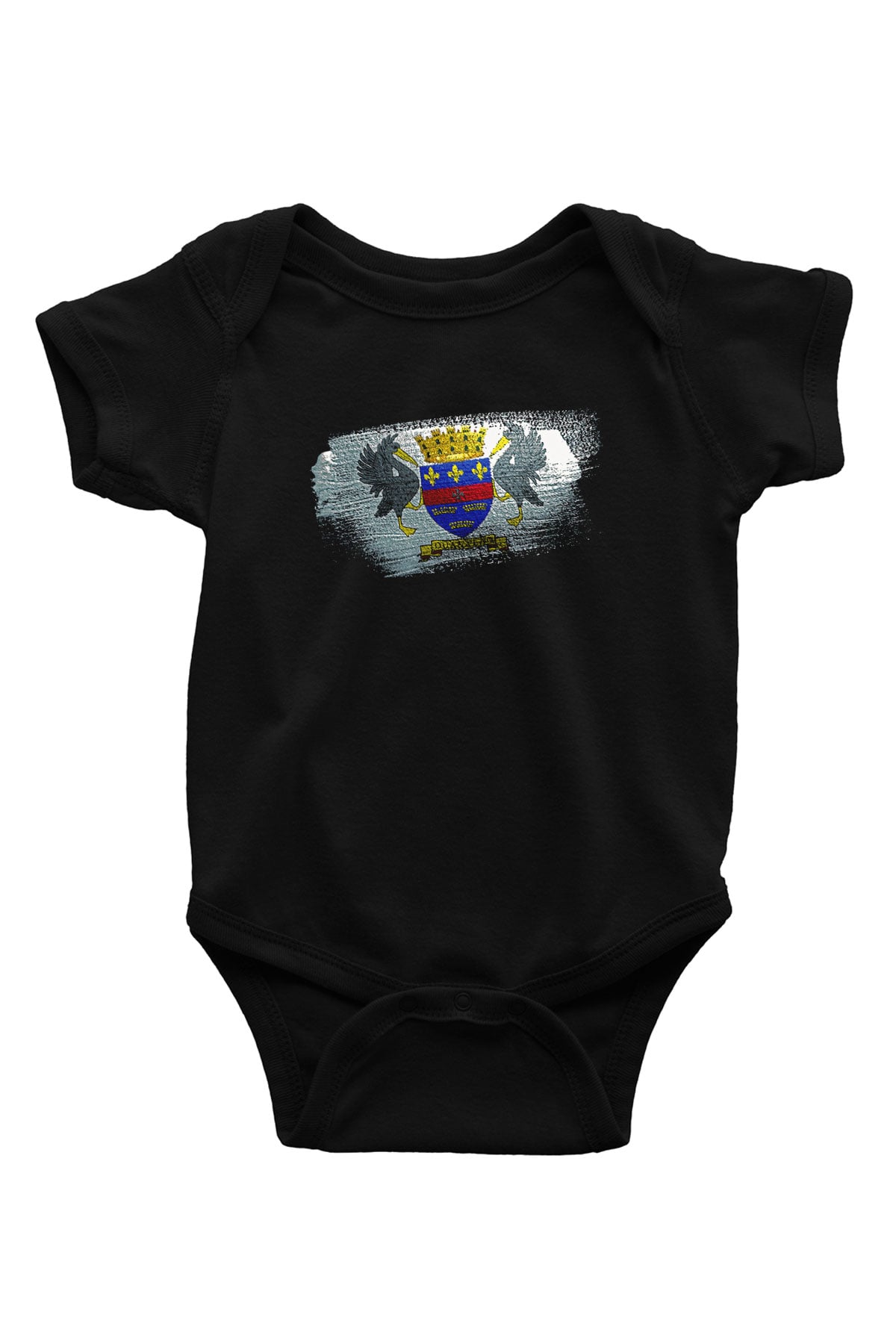 Saint Barthelemy Bayrağı Baskılı Unisex Siyah Bebek Body - Zıbın