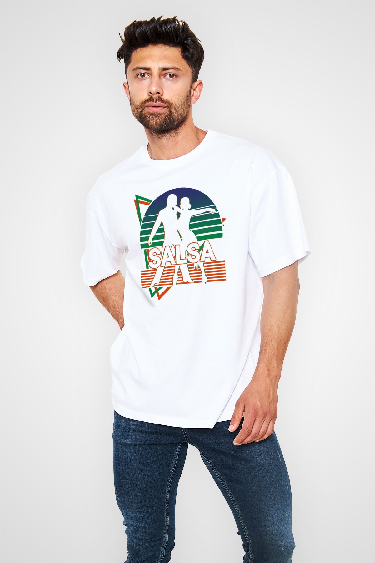 Salsa Beyaz Unisex Oversize Tişört T-Shirt