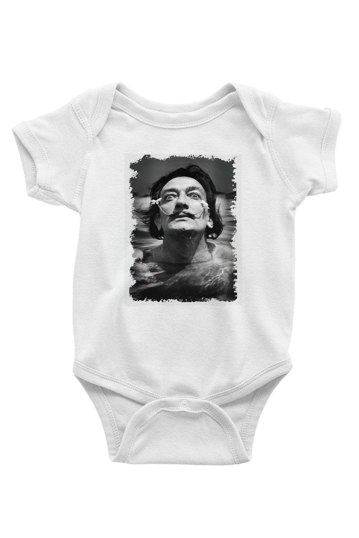 Salvador Dali Baskılı Beyaz Unisex Bebek Body - Zıbın